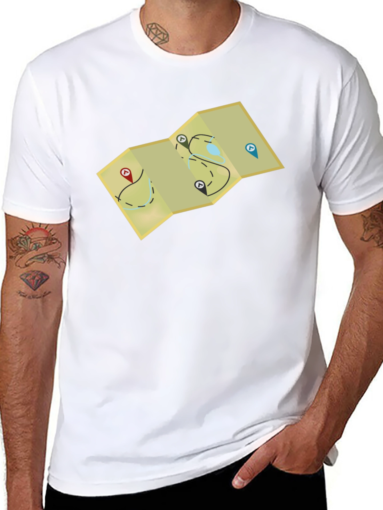 Adventure Map Graphic Tee - Black Cotton Blend