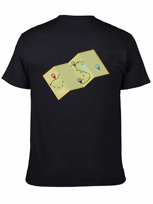 Adventure Map Graphic Tee - Black Cotton Blend