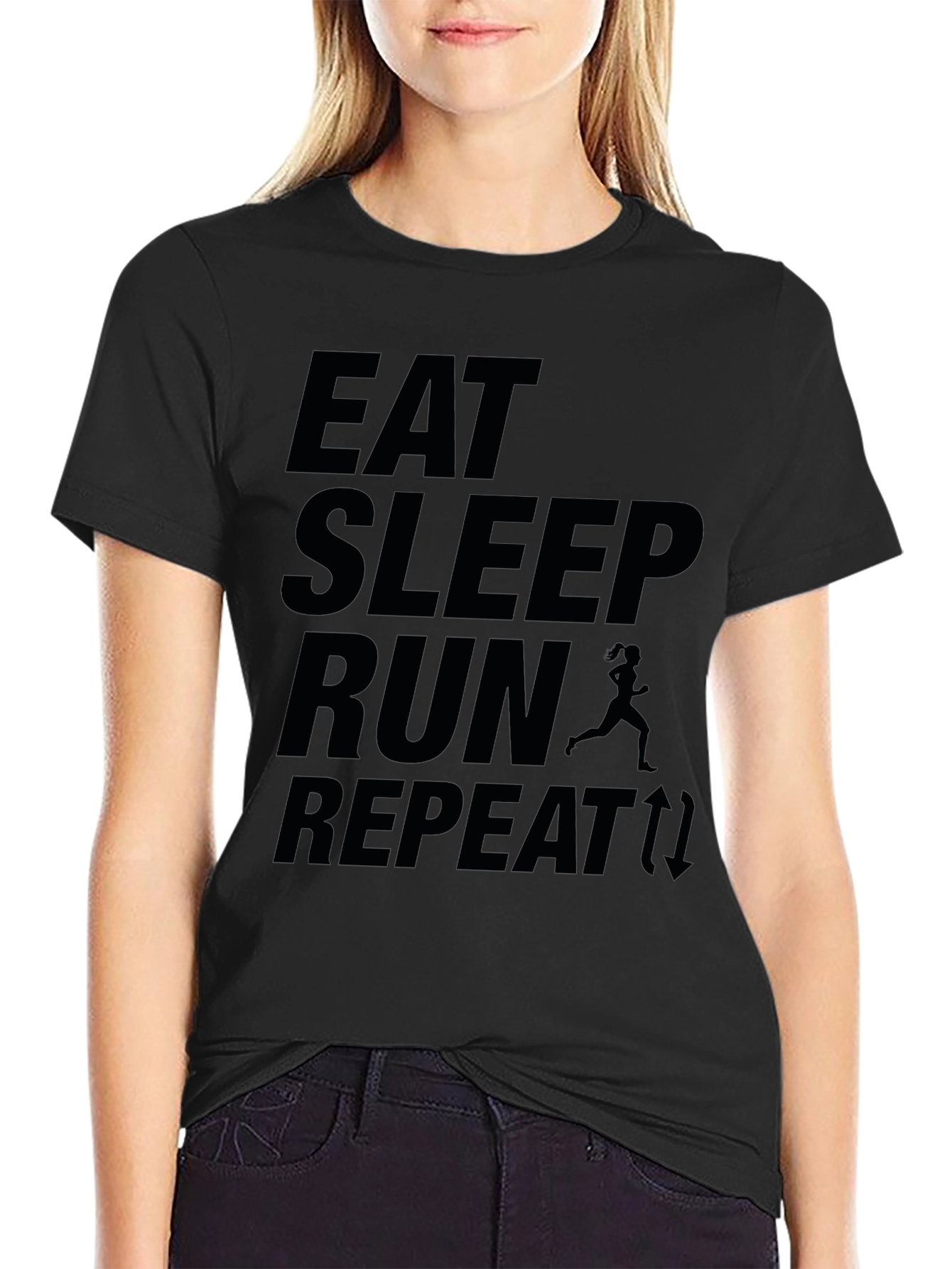 Eat Sleep Run Repeat Black T-Shirt