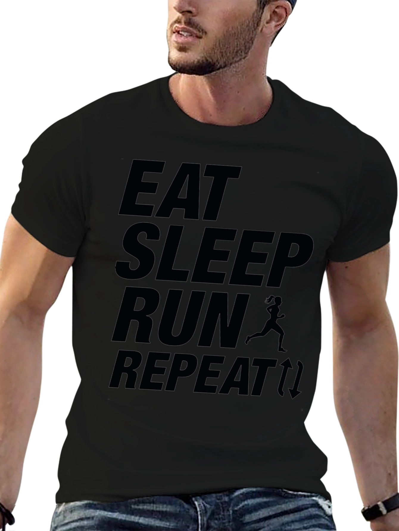 Eat Sleep Run Repeat Black T-Shirt