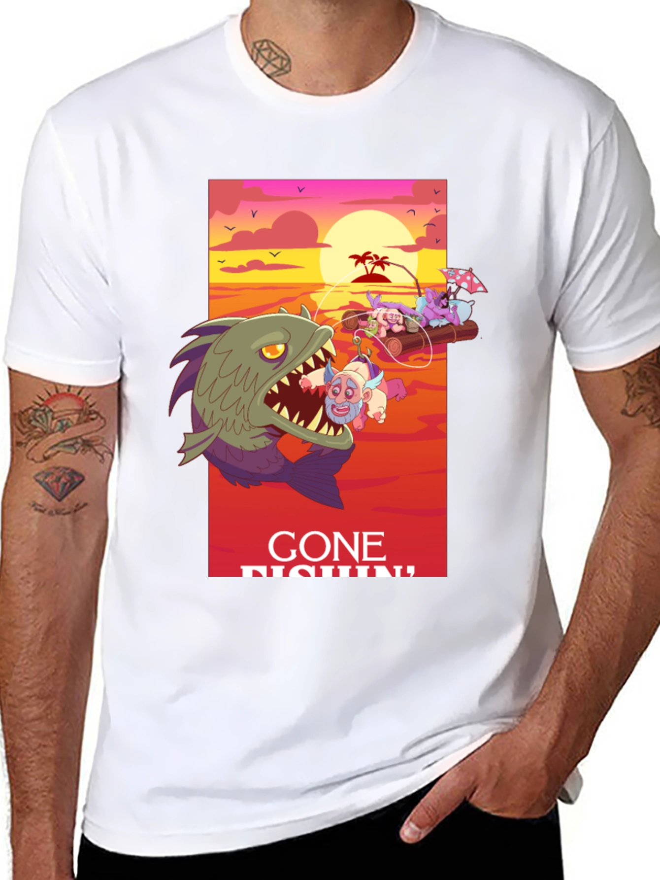 Gone Fishin Graphic Tee - Unique Design