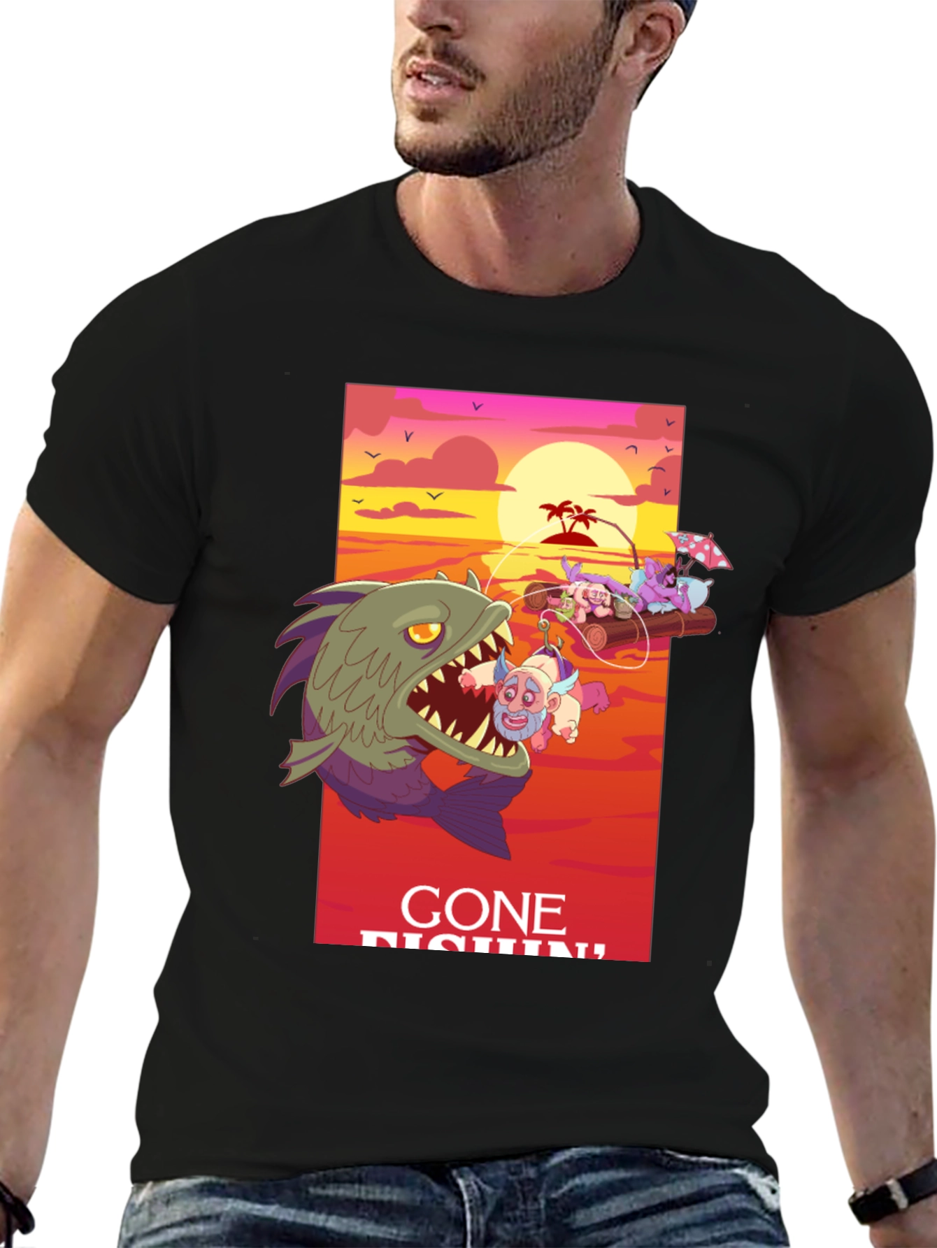 Gone Fishin Graphic Tee - Unique Design
