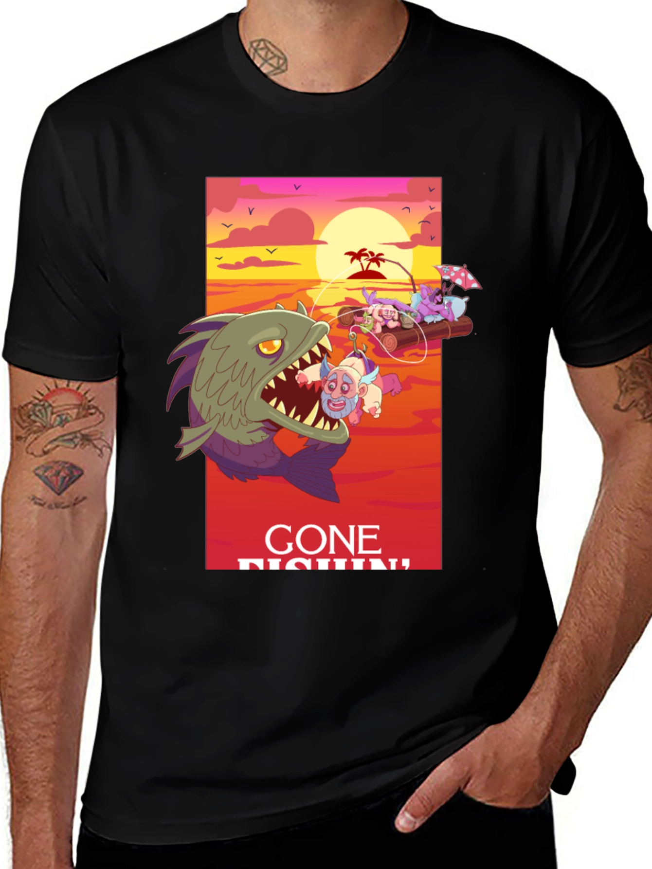 Gone Fishin Graphic Tee - Unique Design