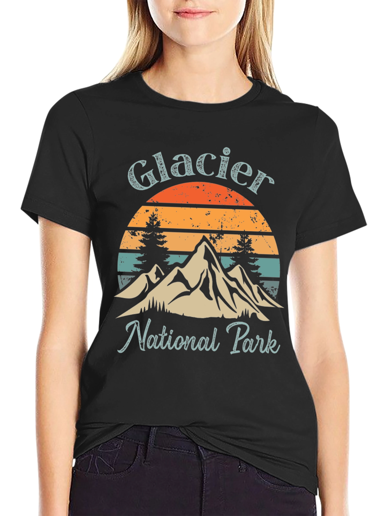 Glacier National Park Retro Graphic T-Shirt
