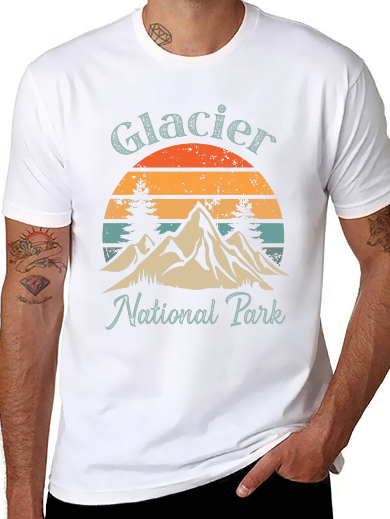 Glacier National Park Retro Graphic T-Shirt
