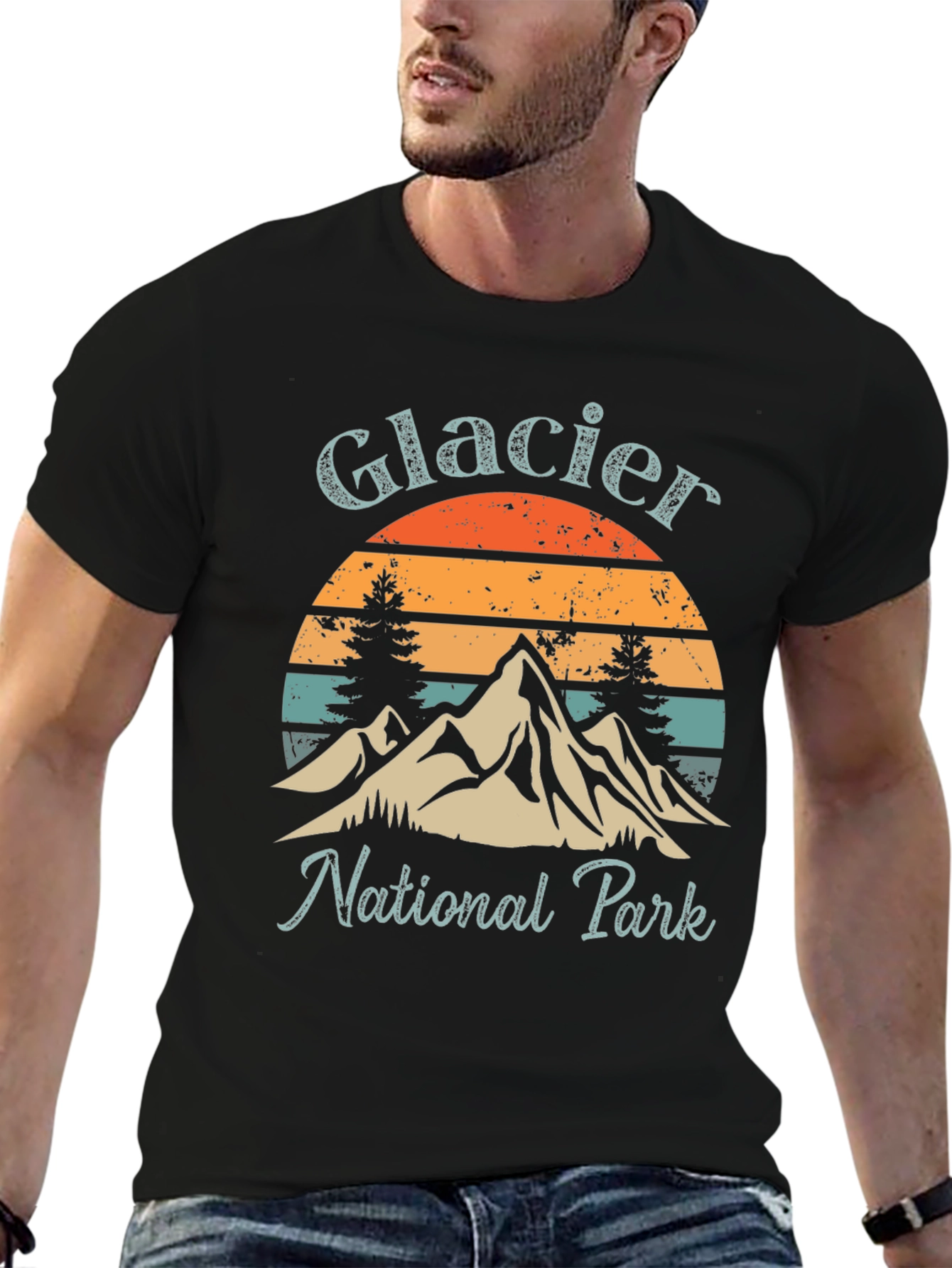 Glacier National Park Retro Graphic T-Shirt