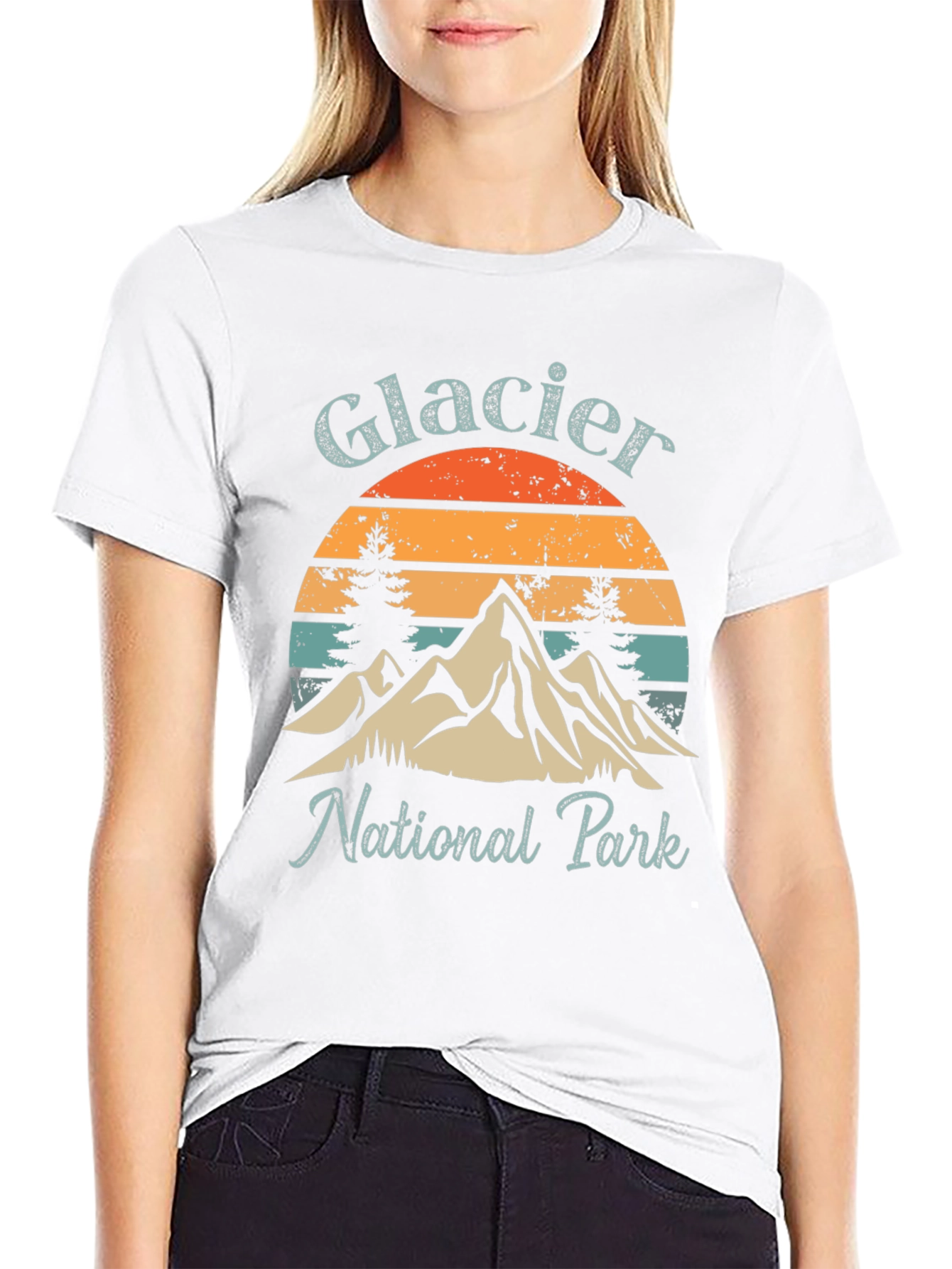 Glacier National Park Retro Graphic T-Shirt