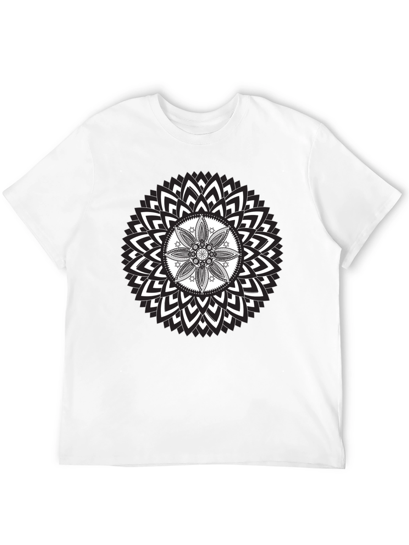 Geometric Mandala Graphic Print Black T-Shirt