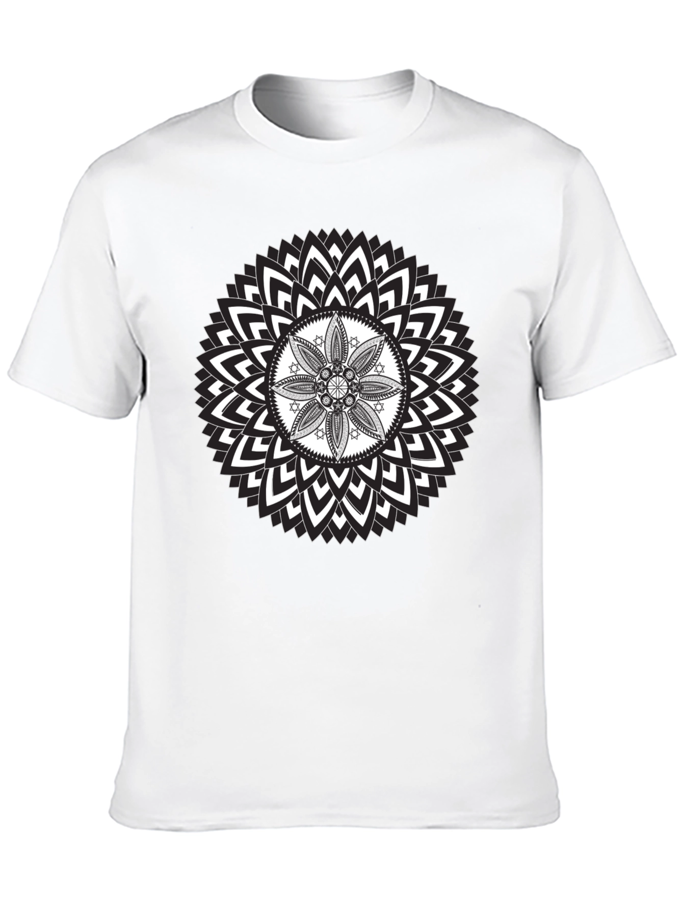Geometric Mandala Graphic Print Black T-Shirt