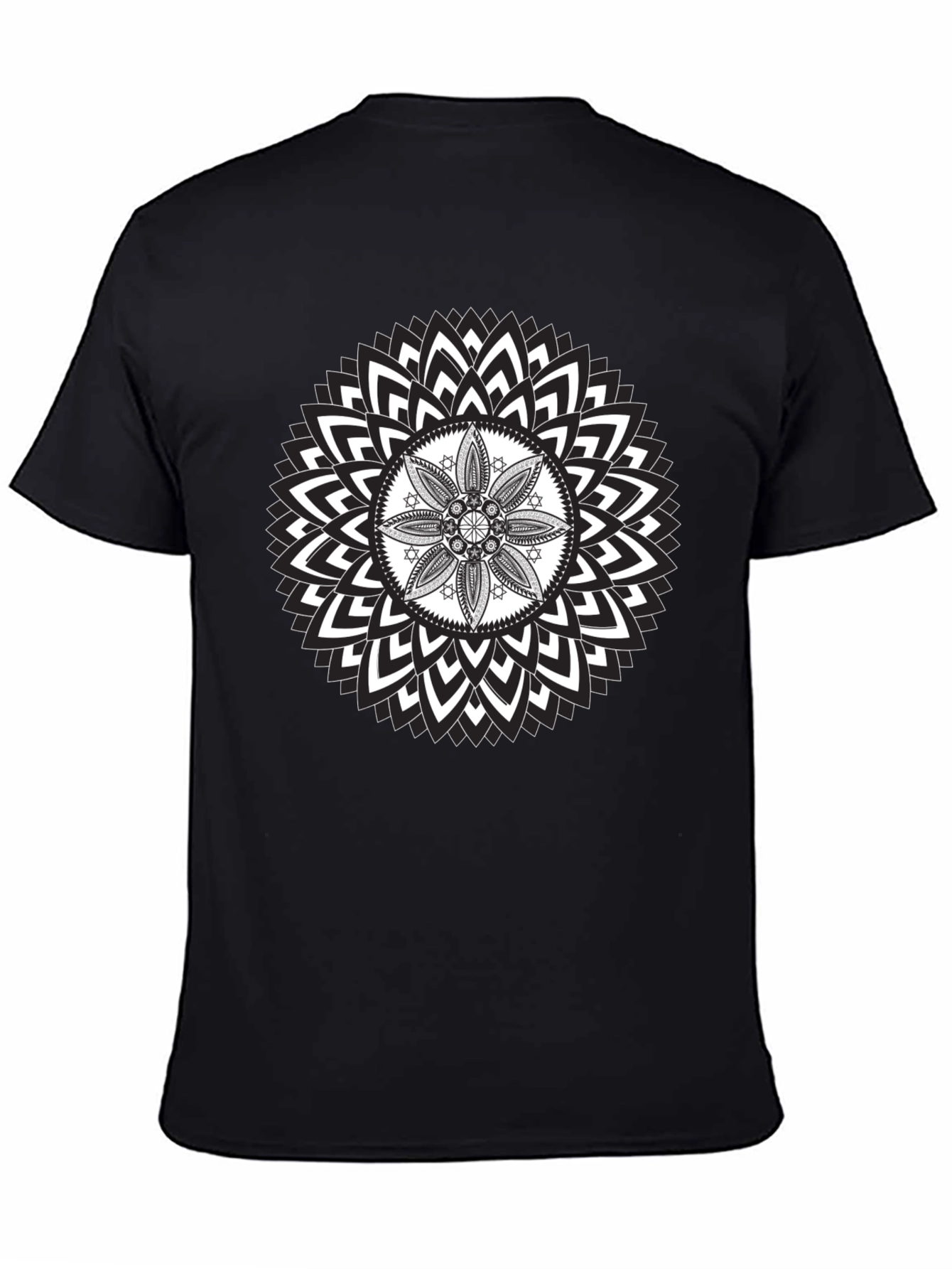 Geometric Mandala Graphic Print Black T-Shirt