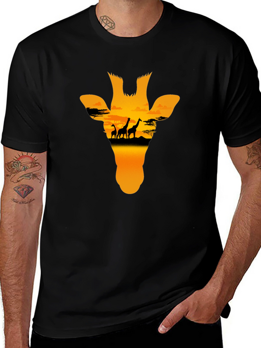 Giraffe Sunset Graphic Tee - Black