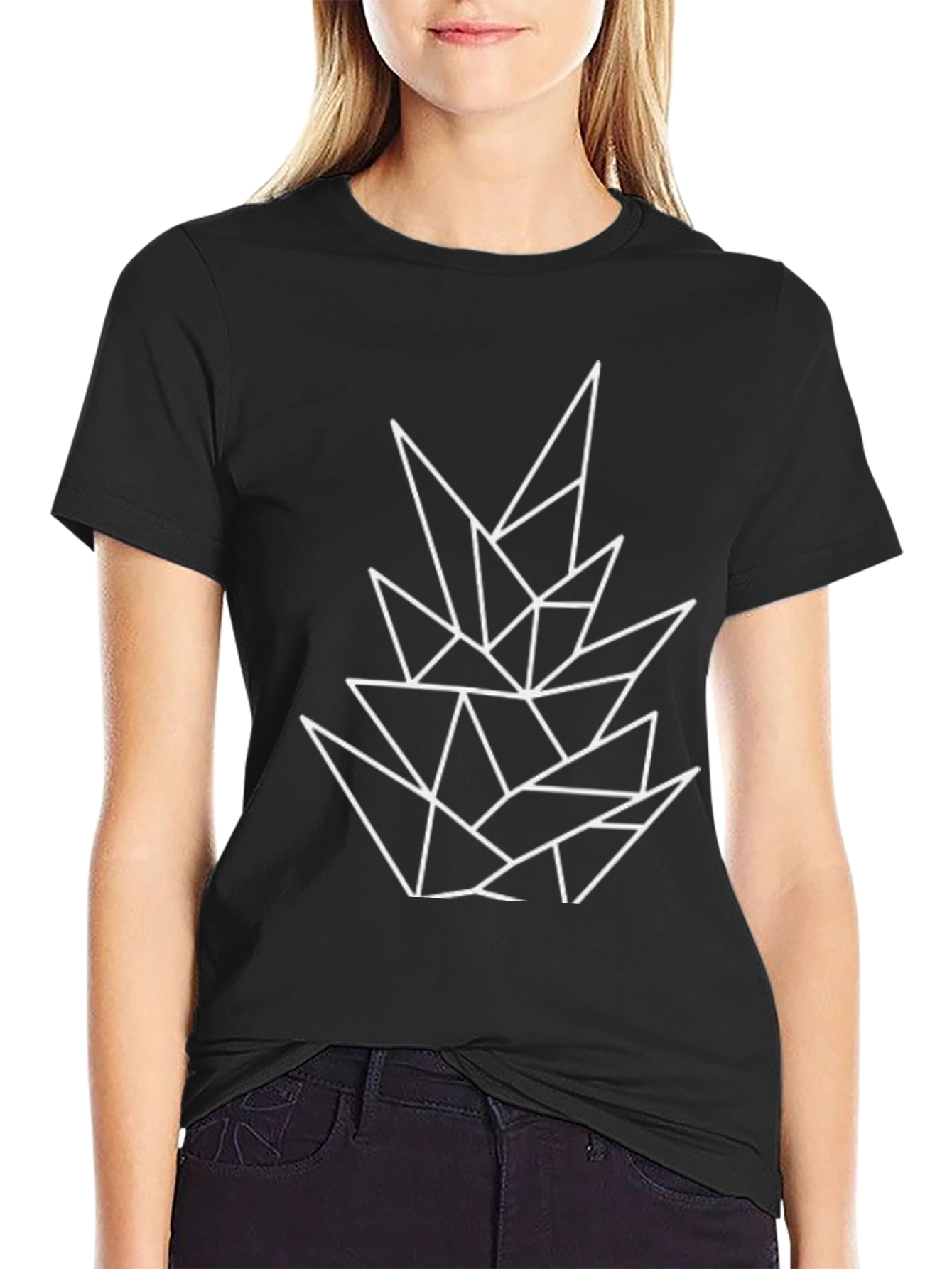 Geometric Design Black Tee