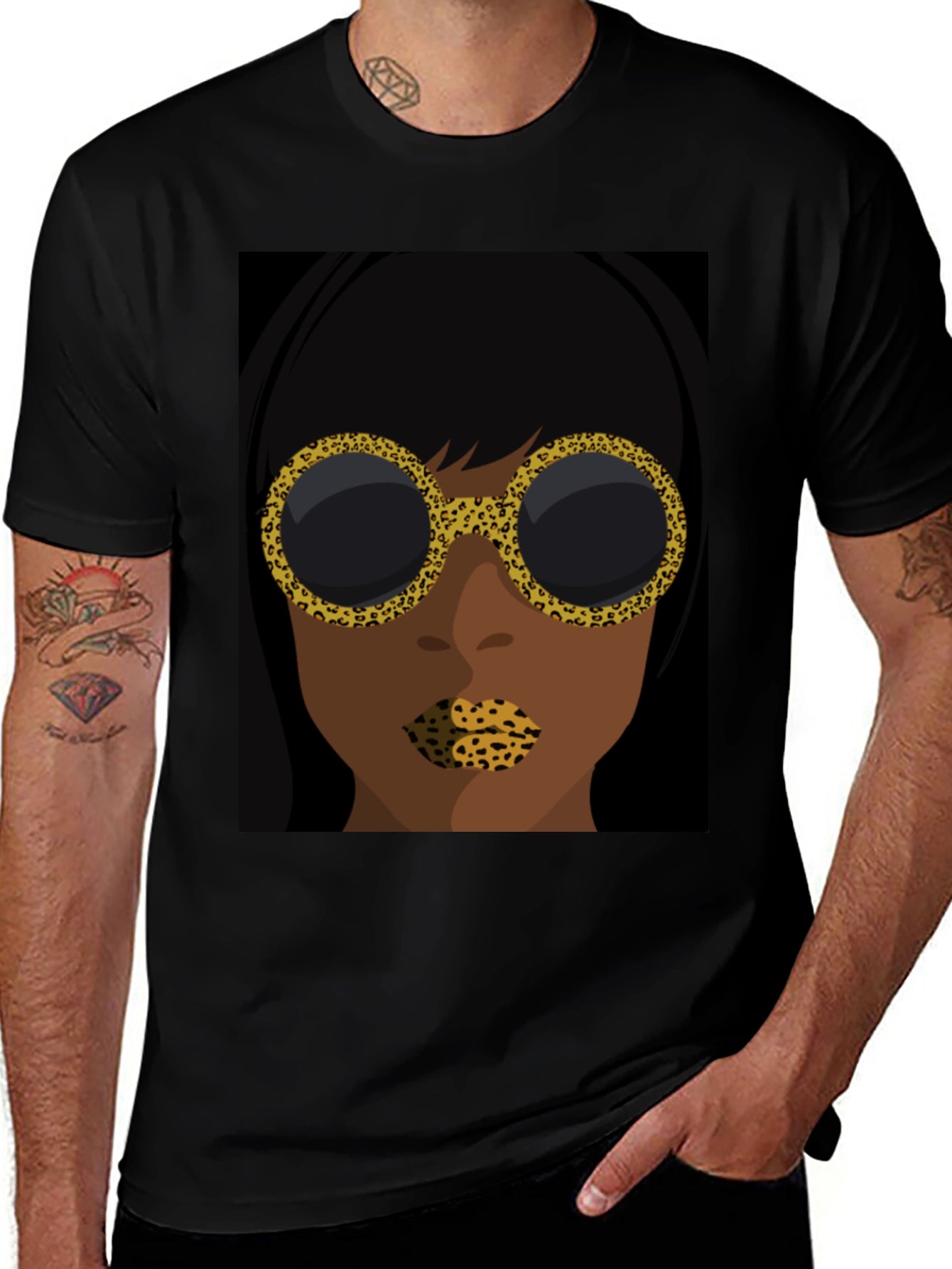 Abstract Leopard Print Face Graphic Tee