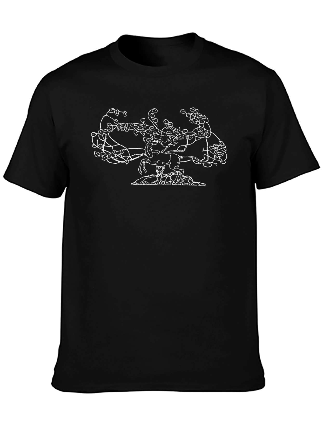 Abstract Horse Graphic Tee - Black Cotton