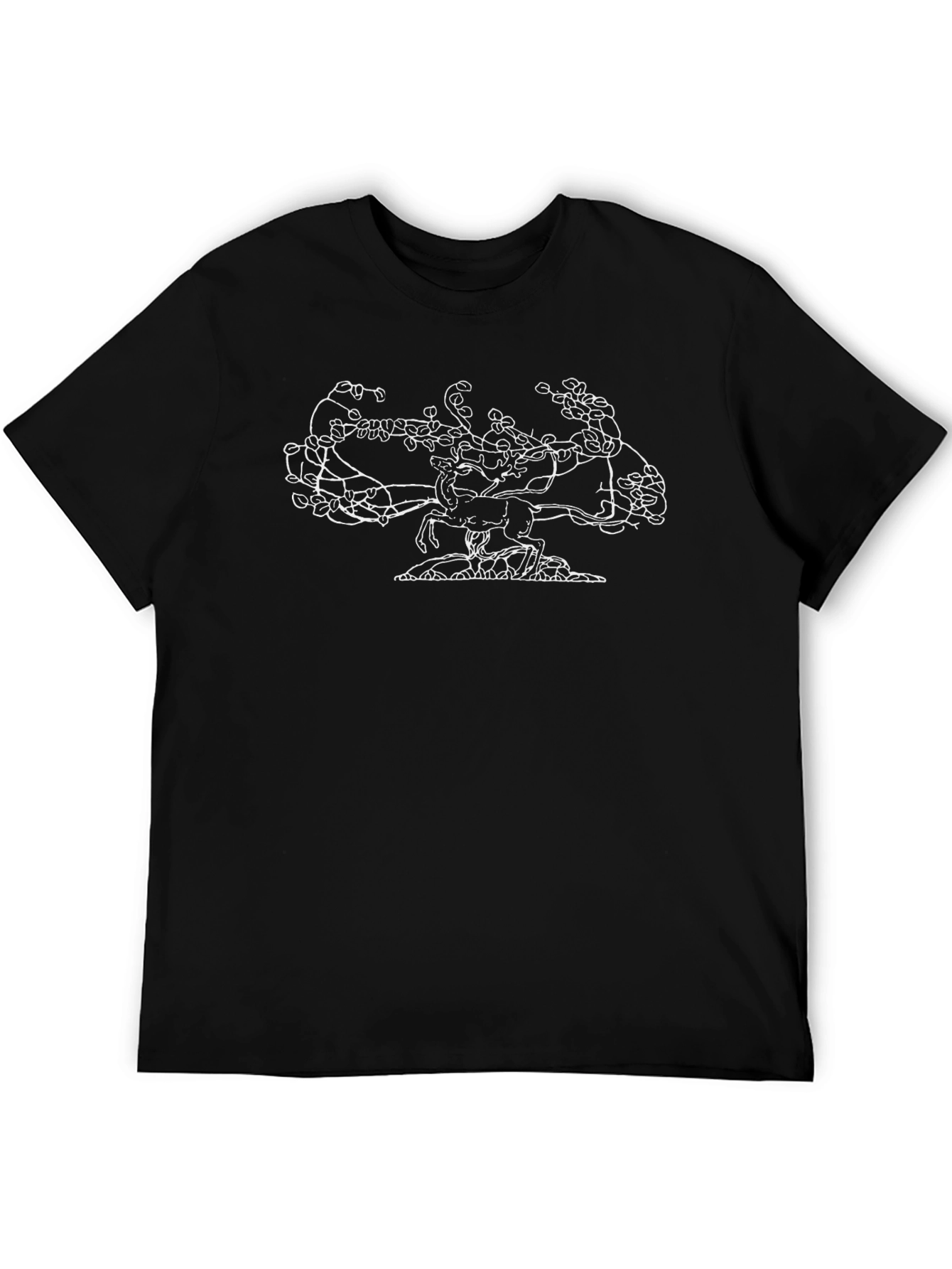 Abstract Horse Graphic Tee - Black Cotton