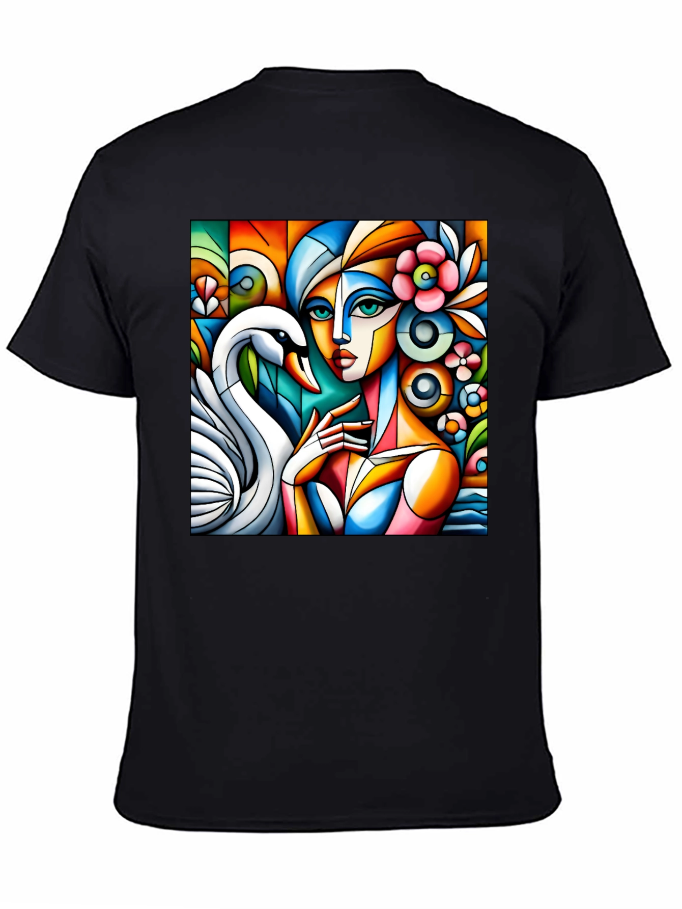 Abstract Swan Woman Graphic Tee - Modern Art Shirt