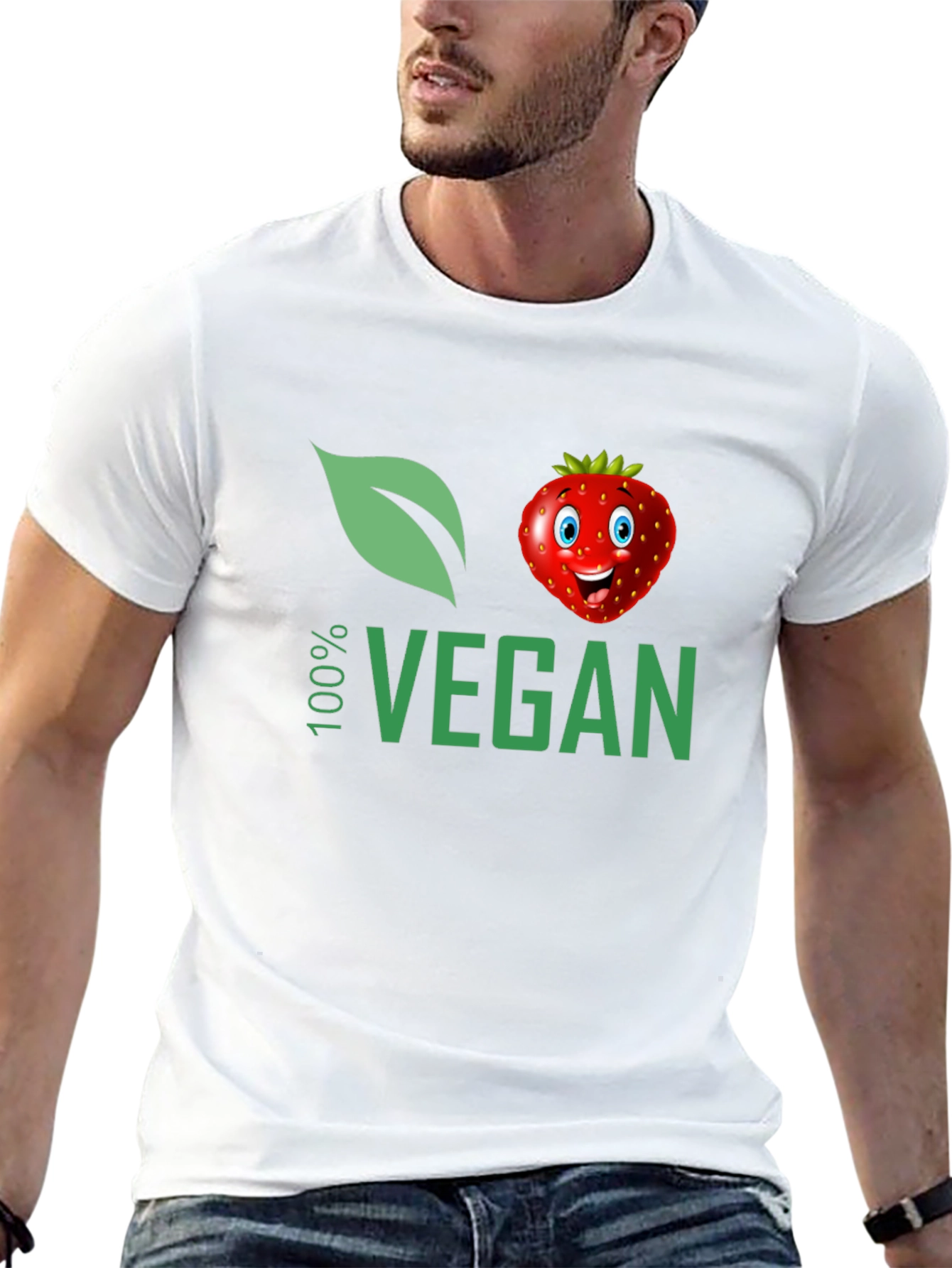 100% Vegan T-Shirt with Strawberry Design