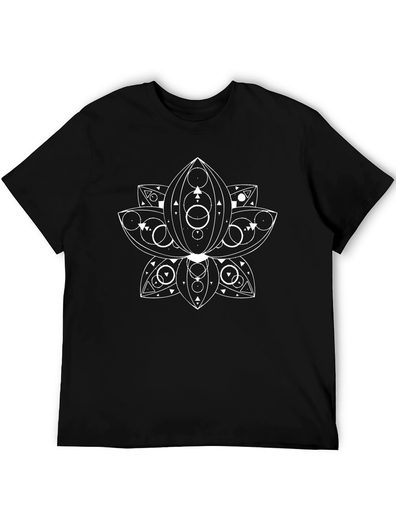 Geometric Lotus Black T-Shirt