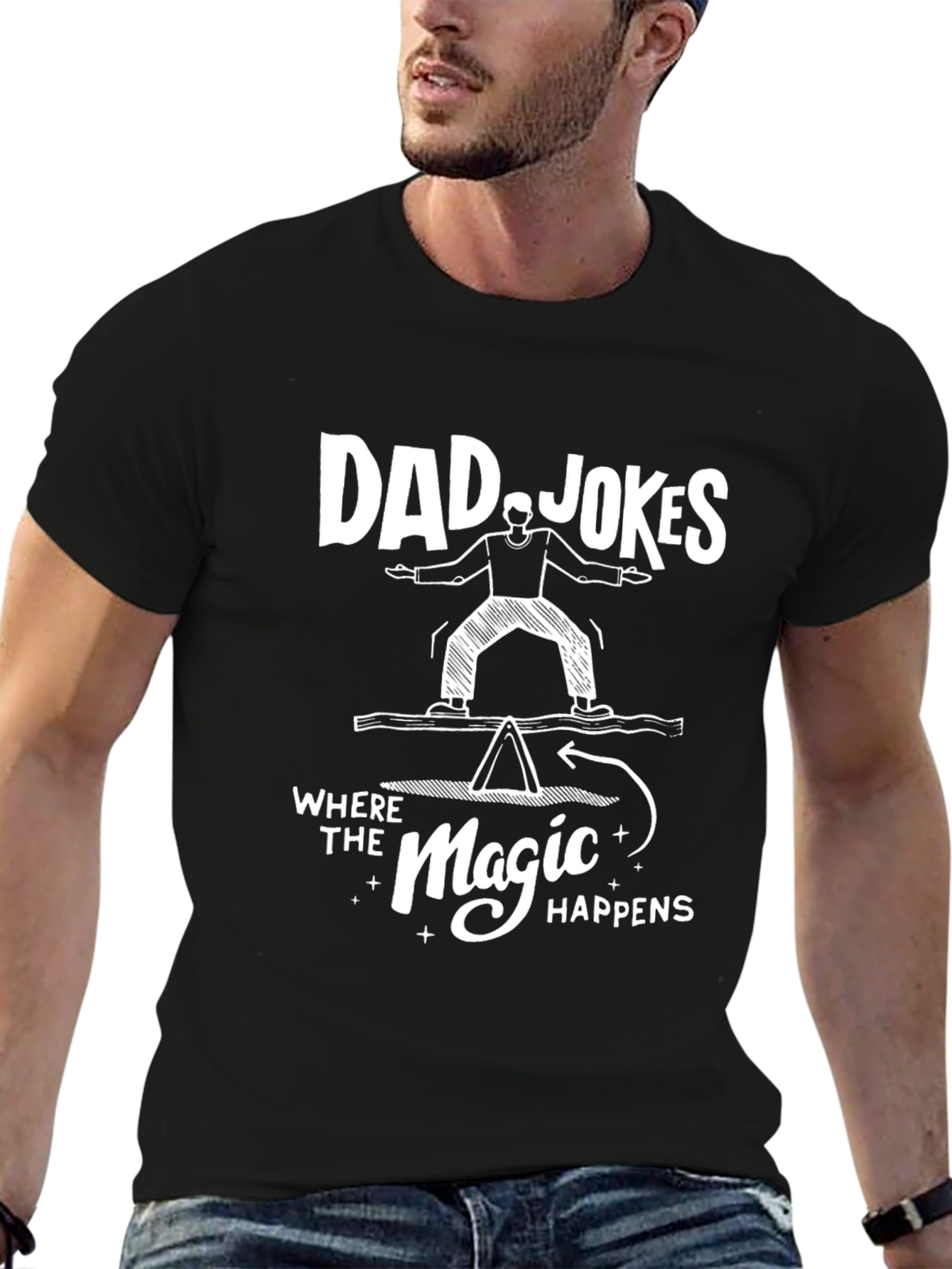 Dad Jokes Magic Happens Graphic Tee