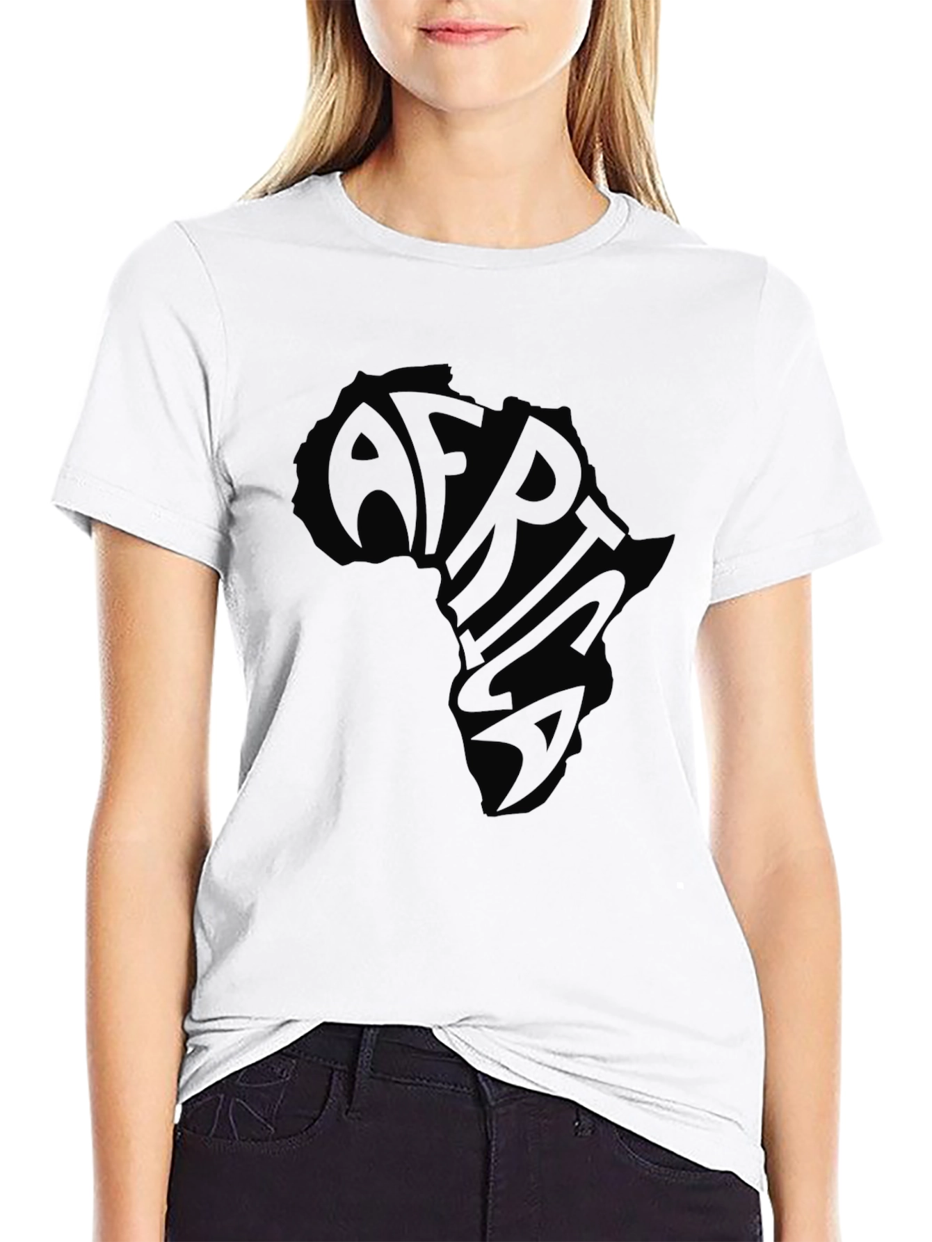 Africa Continent Graphic Print Black T-Shirt