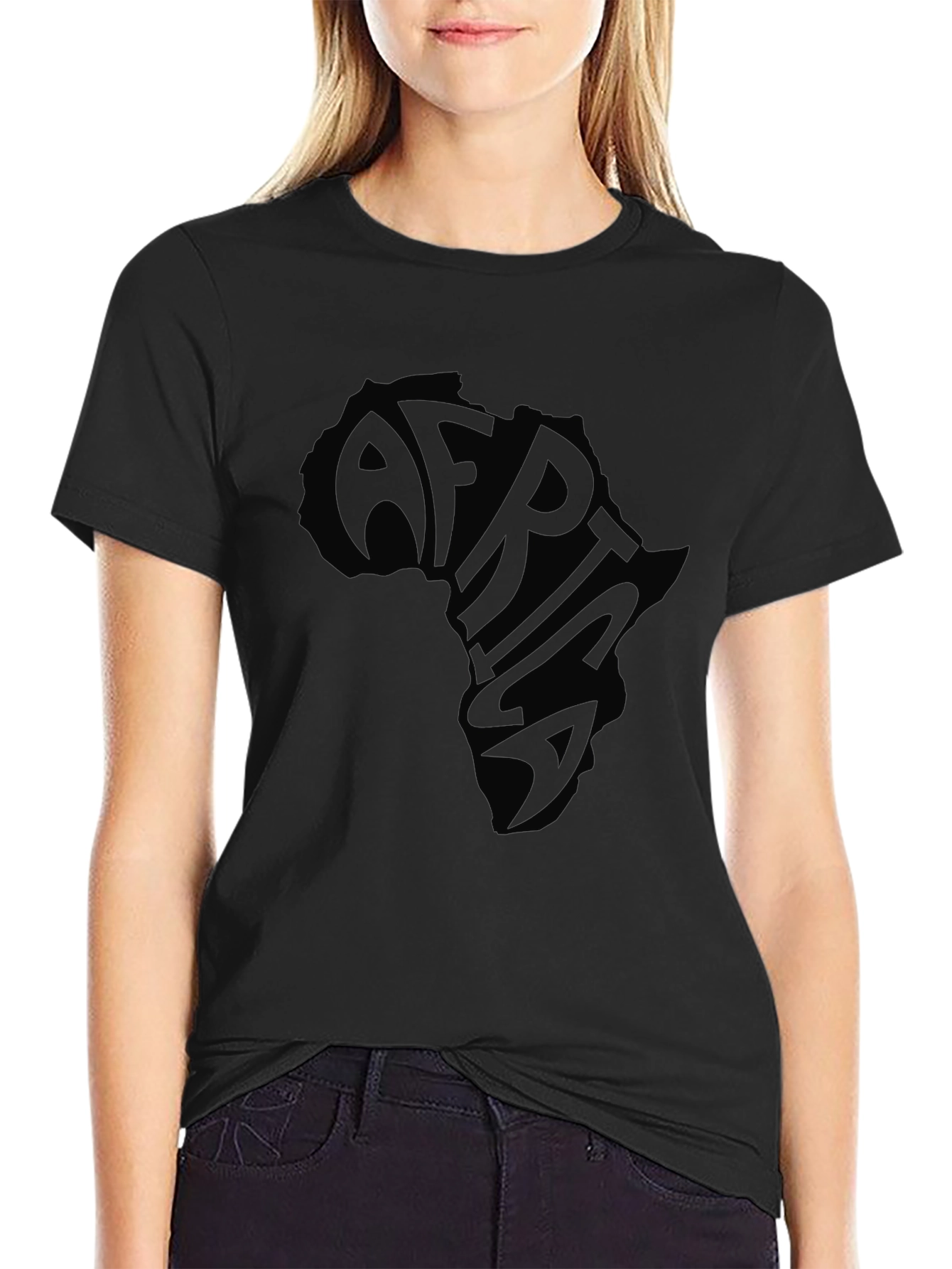 Africa Continent Graphic Print Black T-Shirt