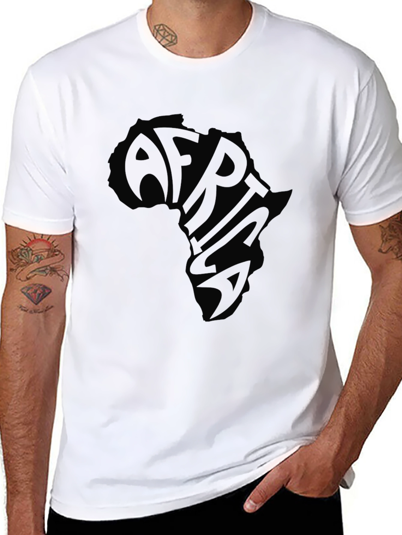 Africa Continent Graphic Print Black T-Shirt