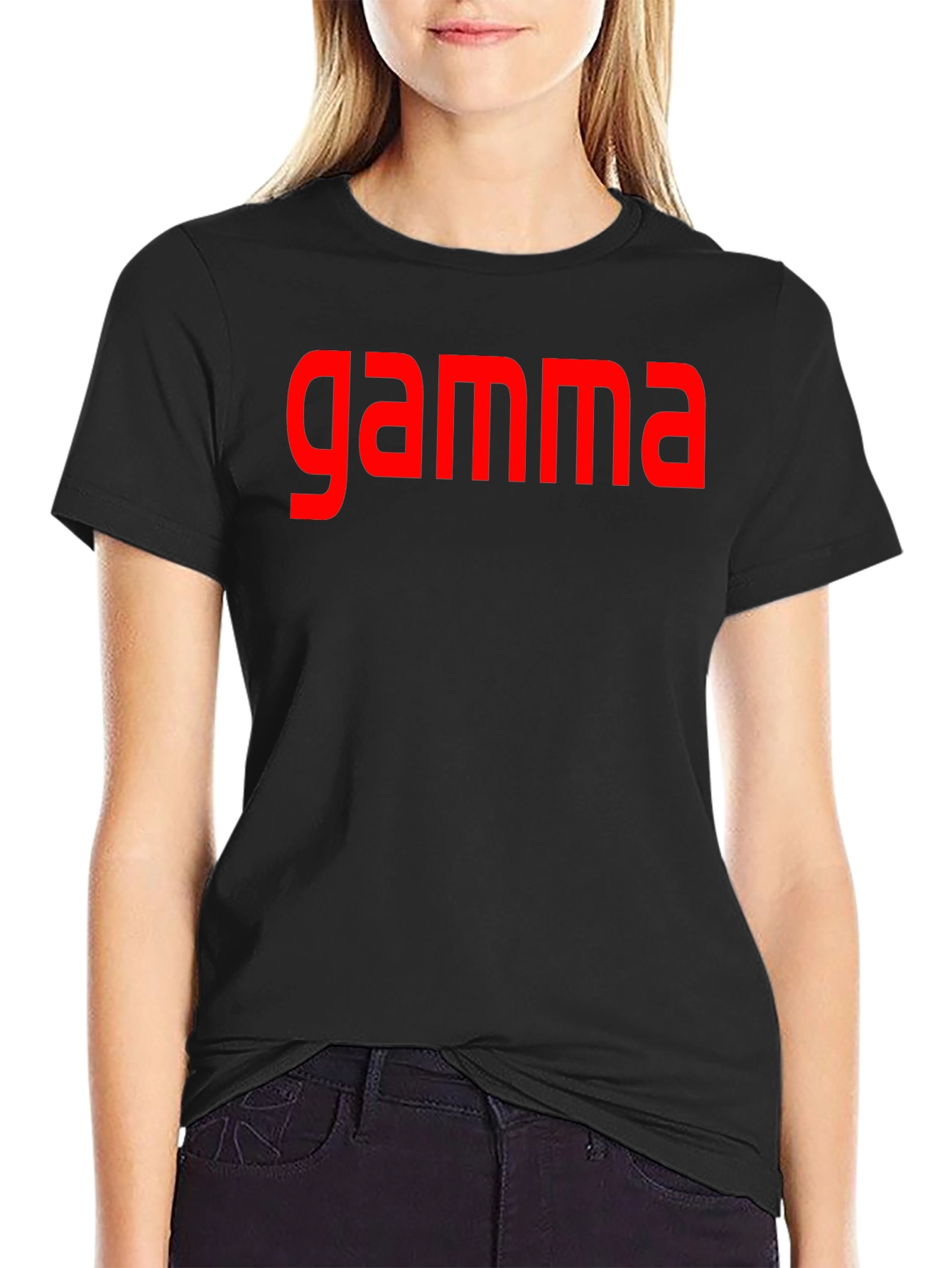 Gamma Tee - Bold Red on Black