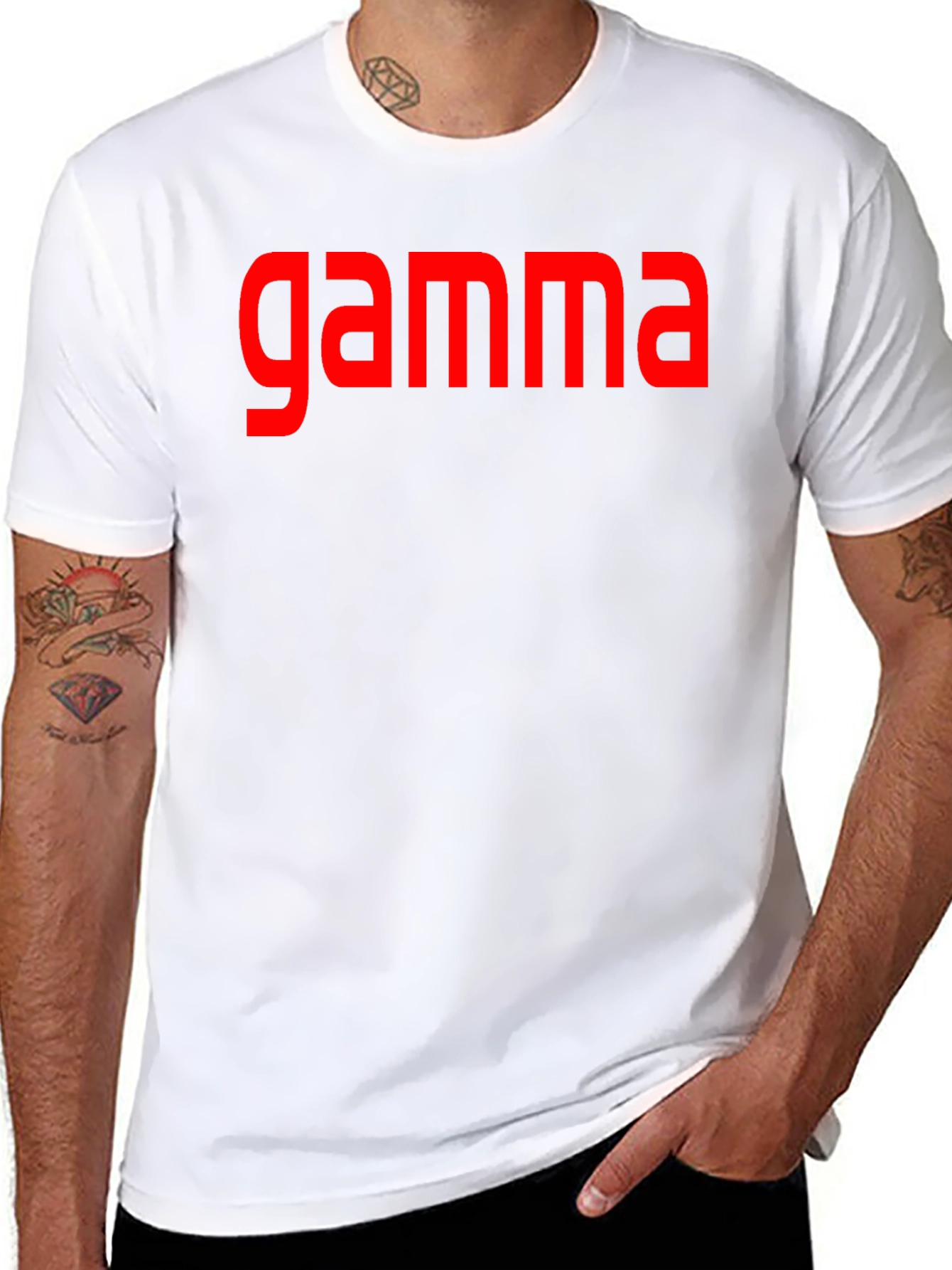 Gamma Tee - Bold Red on Black