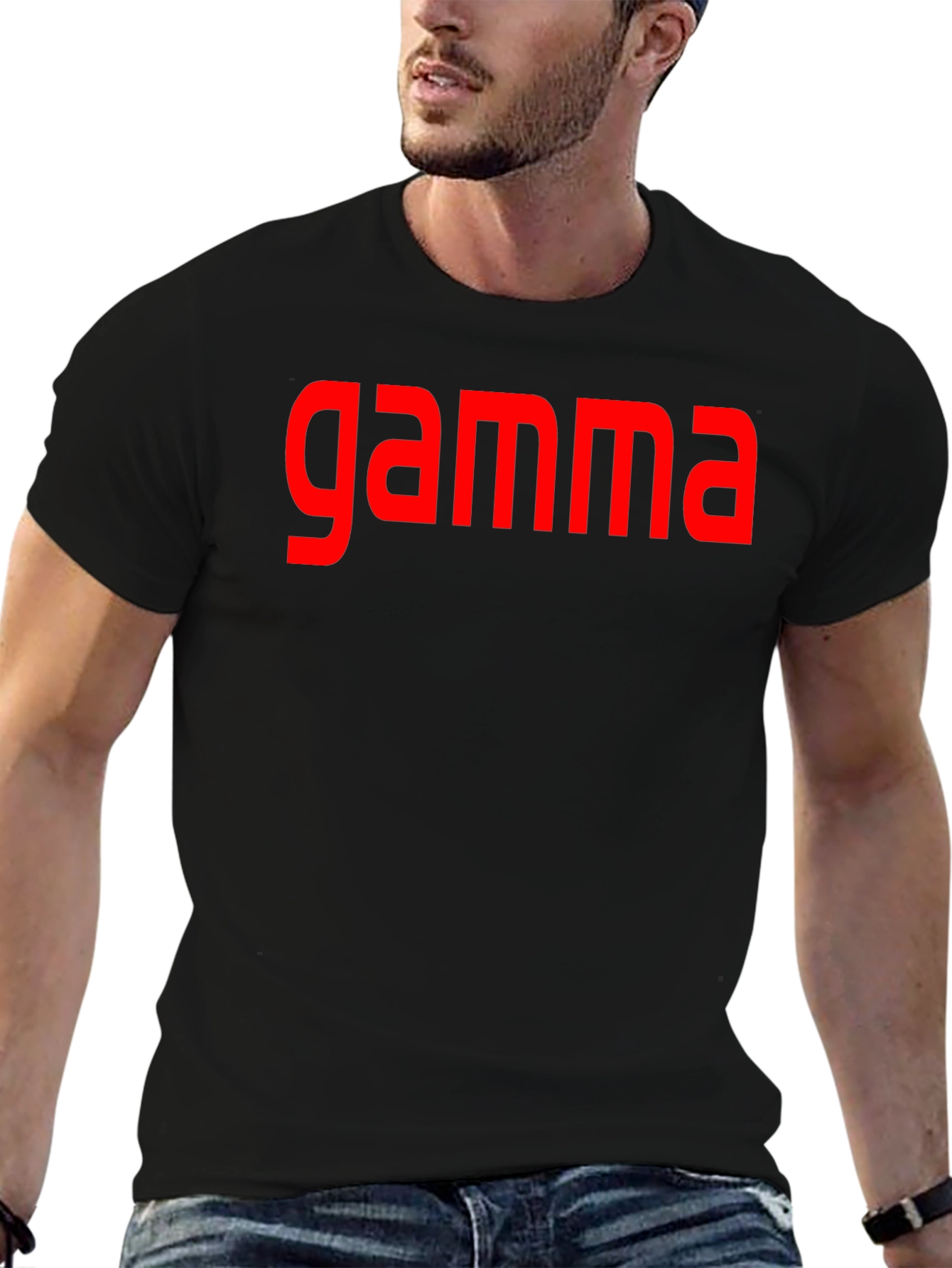 Gamma Tee - Bold Red on Black