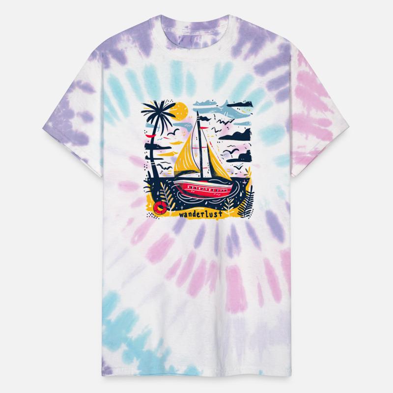 Wanderlust Sailing Boat in The Sea Colorful Print