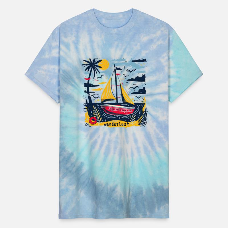 Wanderlust Sailing Boat in The Sea Colorful Print