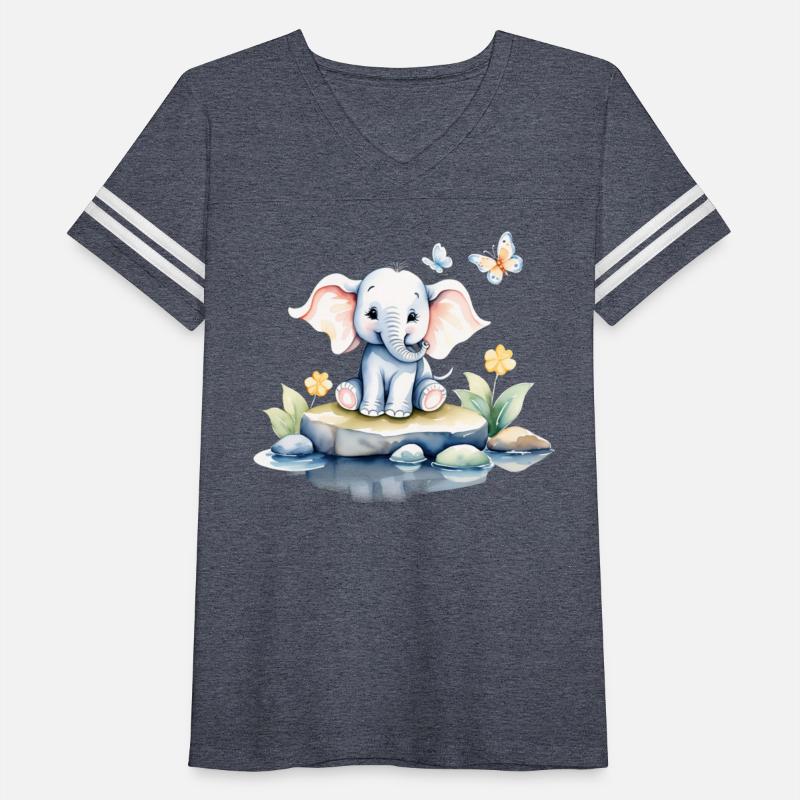 Watercolor Baby Elephant by a Pond with Butterflie