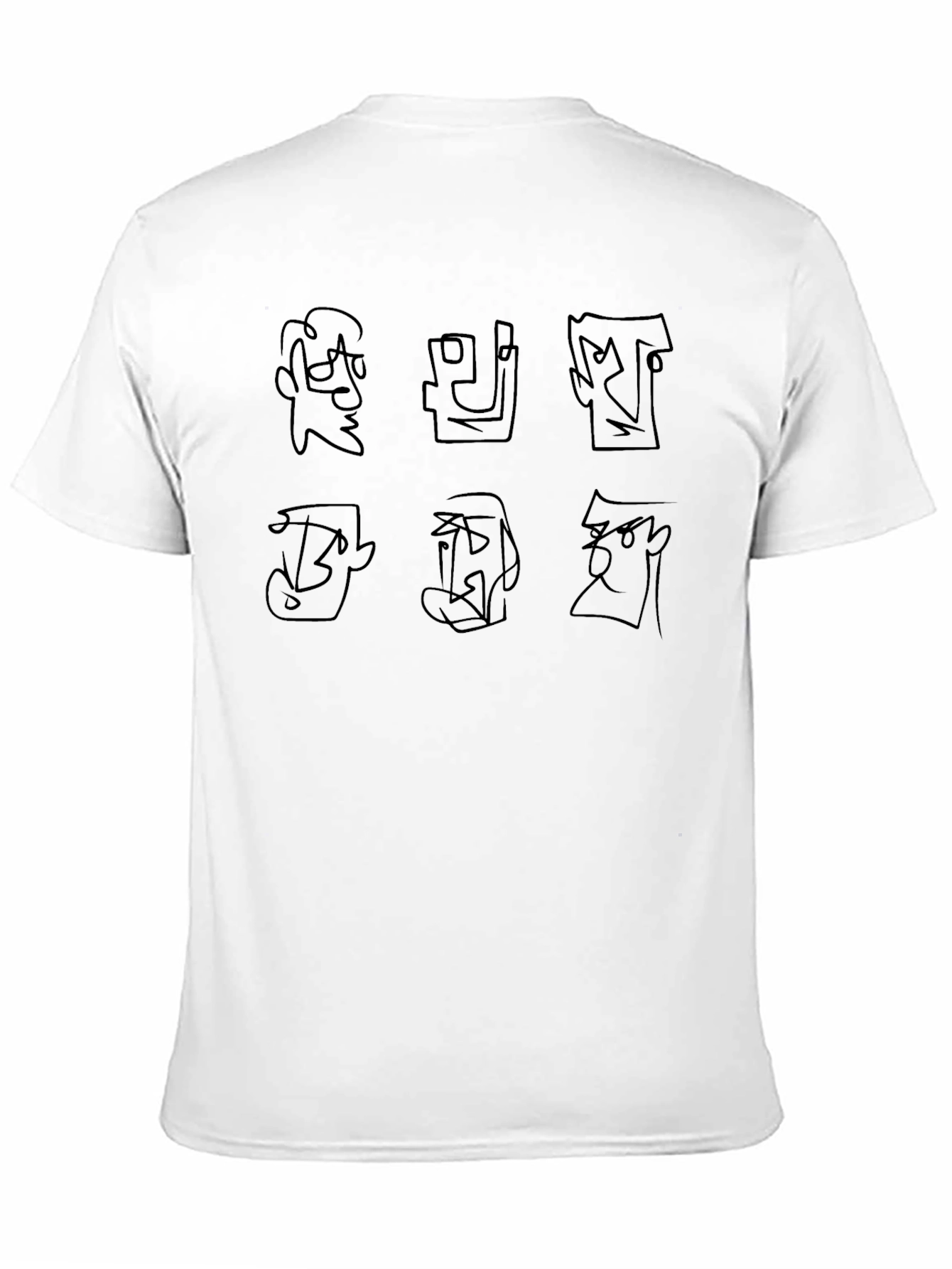Abstract Faces Graphic Black T-Shirt