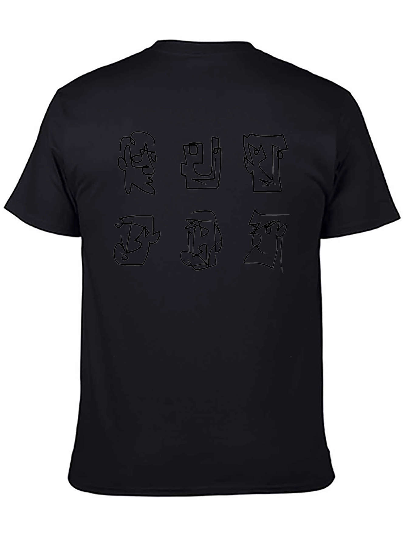 Abstract Faces Graphic Black T-Shirt