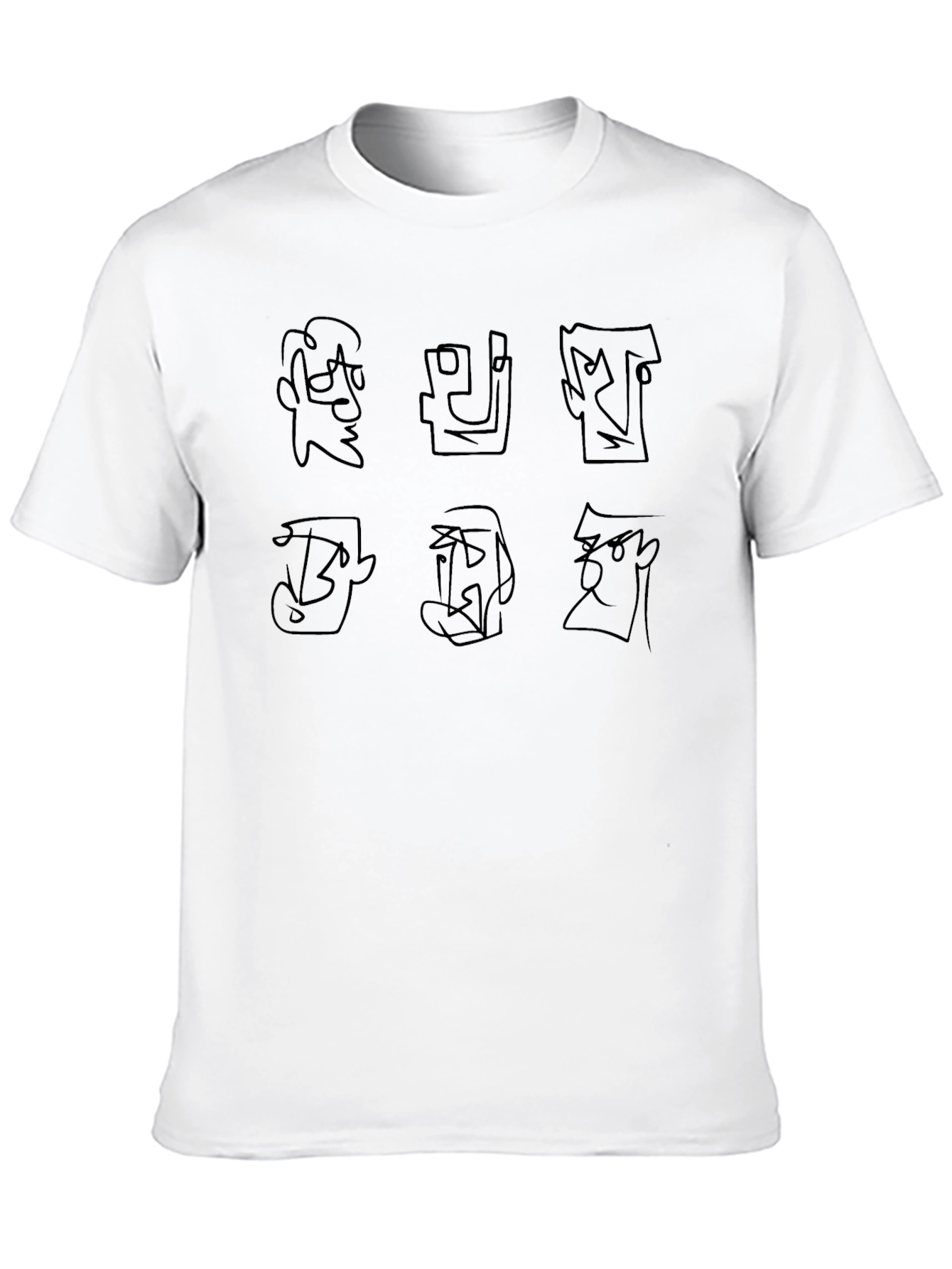 Abstract Faces Graphic Black T-Shirt