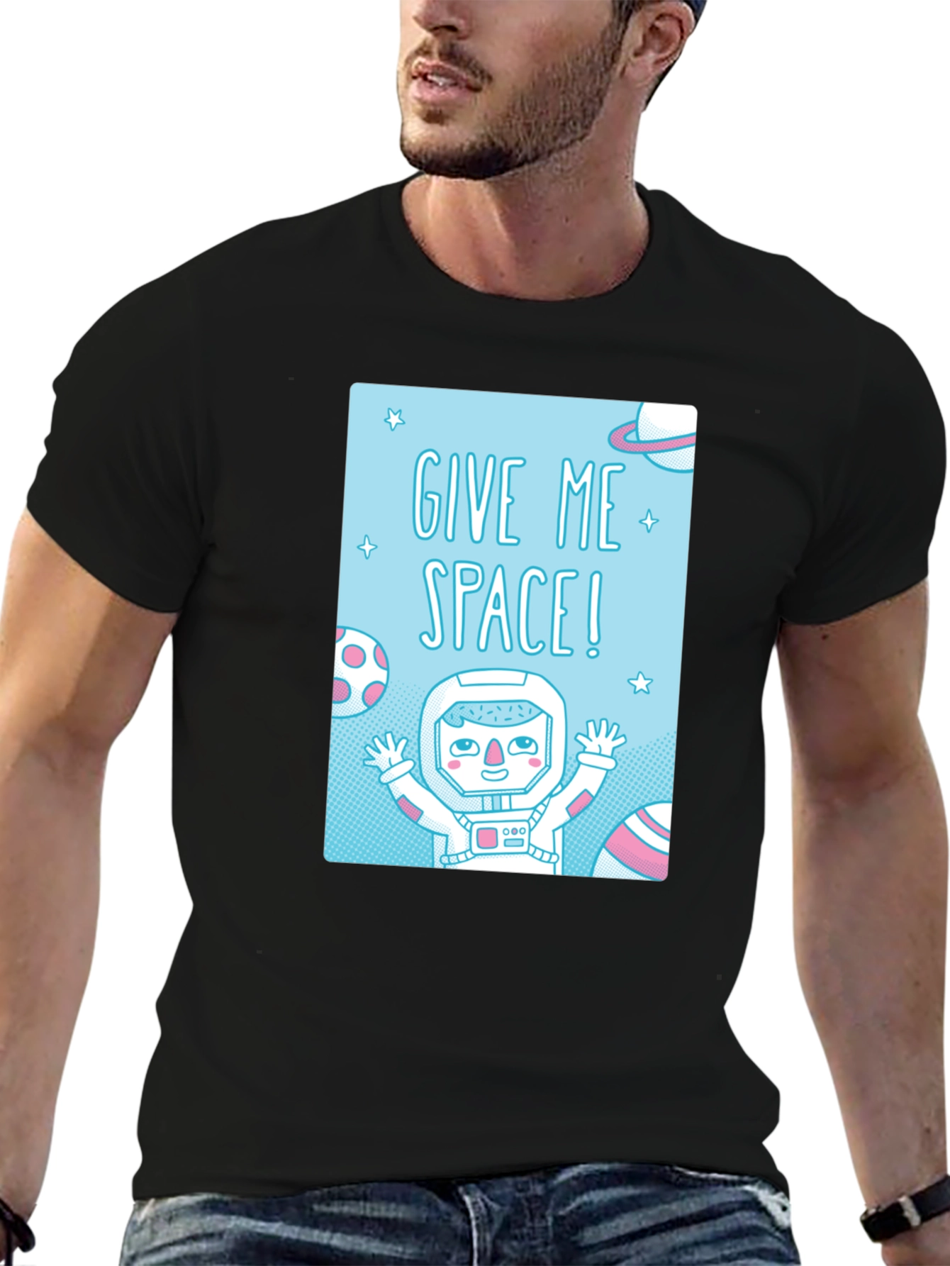 Give Me Space Graphic T-Shirt - Black Cotton Tee