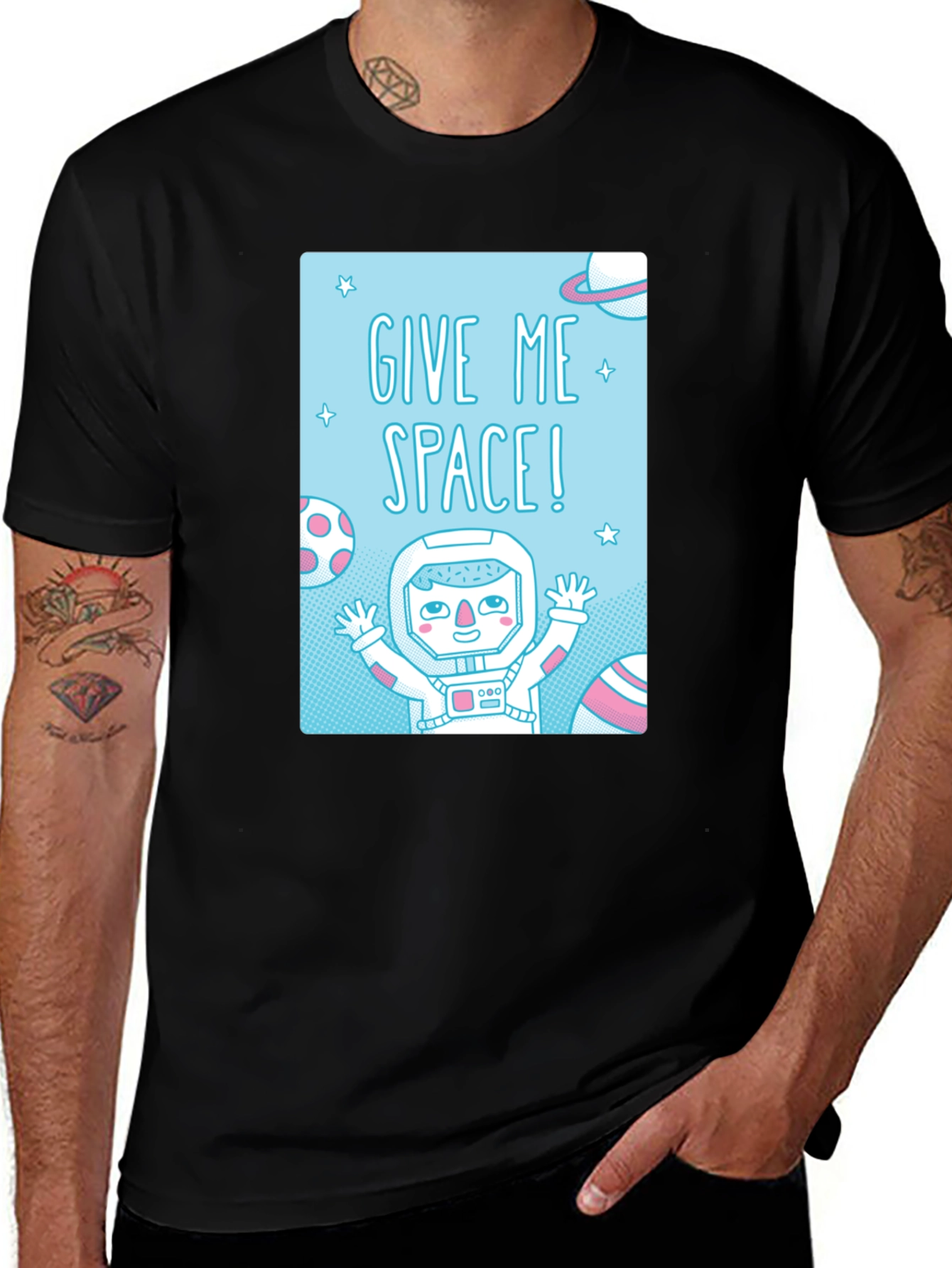 Give Me Space Graphic T-Shirt - Black Cotton Tee