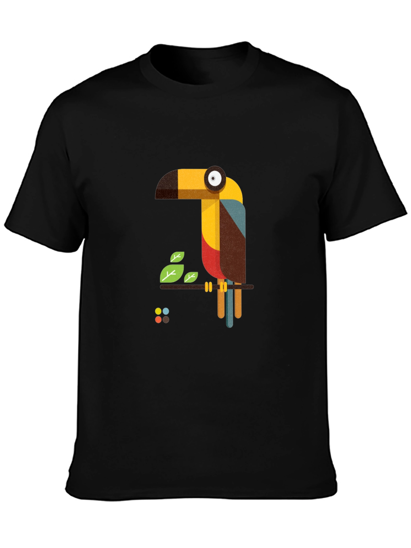 Geometric Toucan Graphic Black T-Shirt