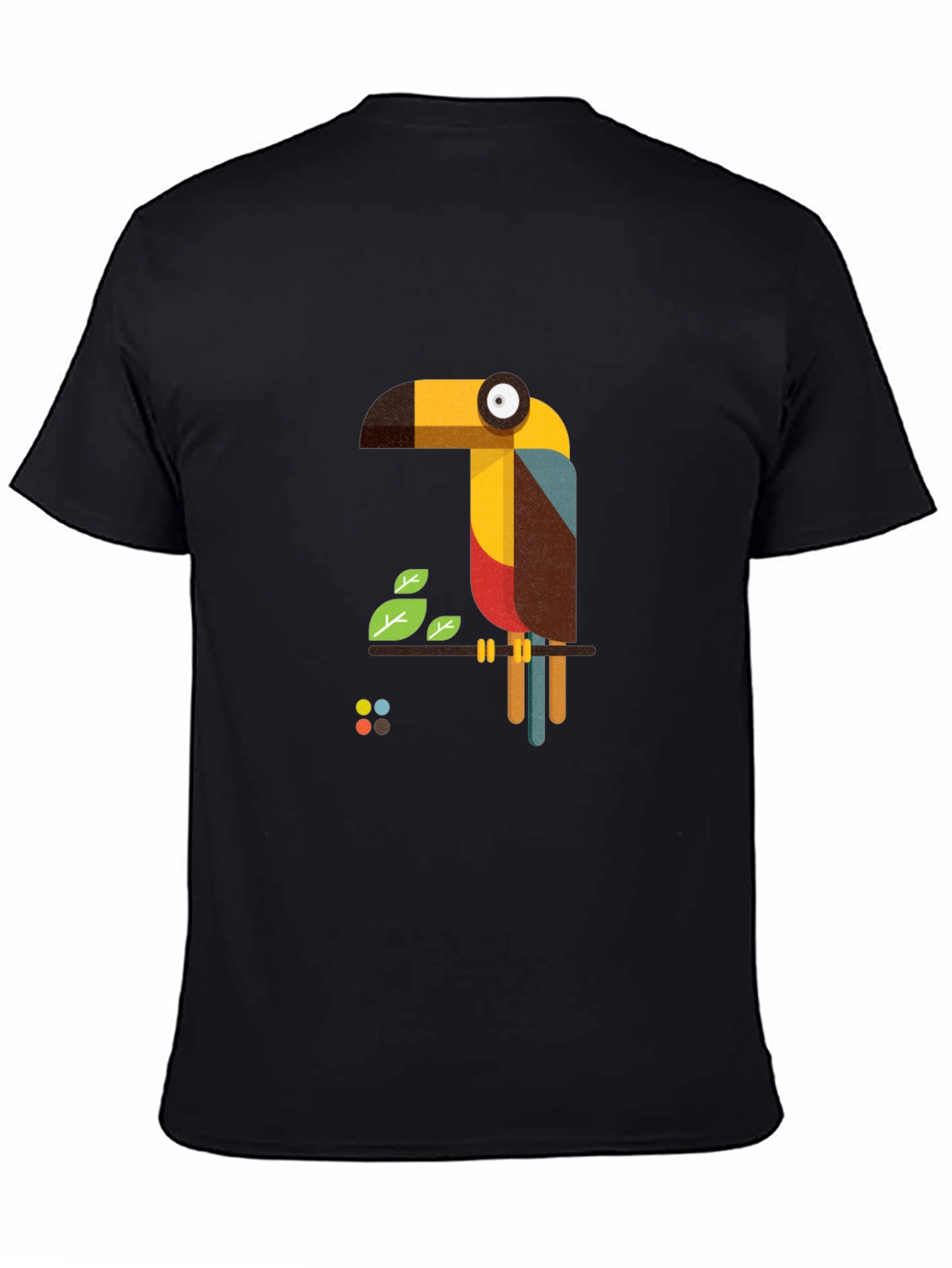 Geometric Toucan Graphic Black T-Shirt