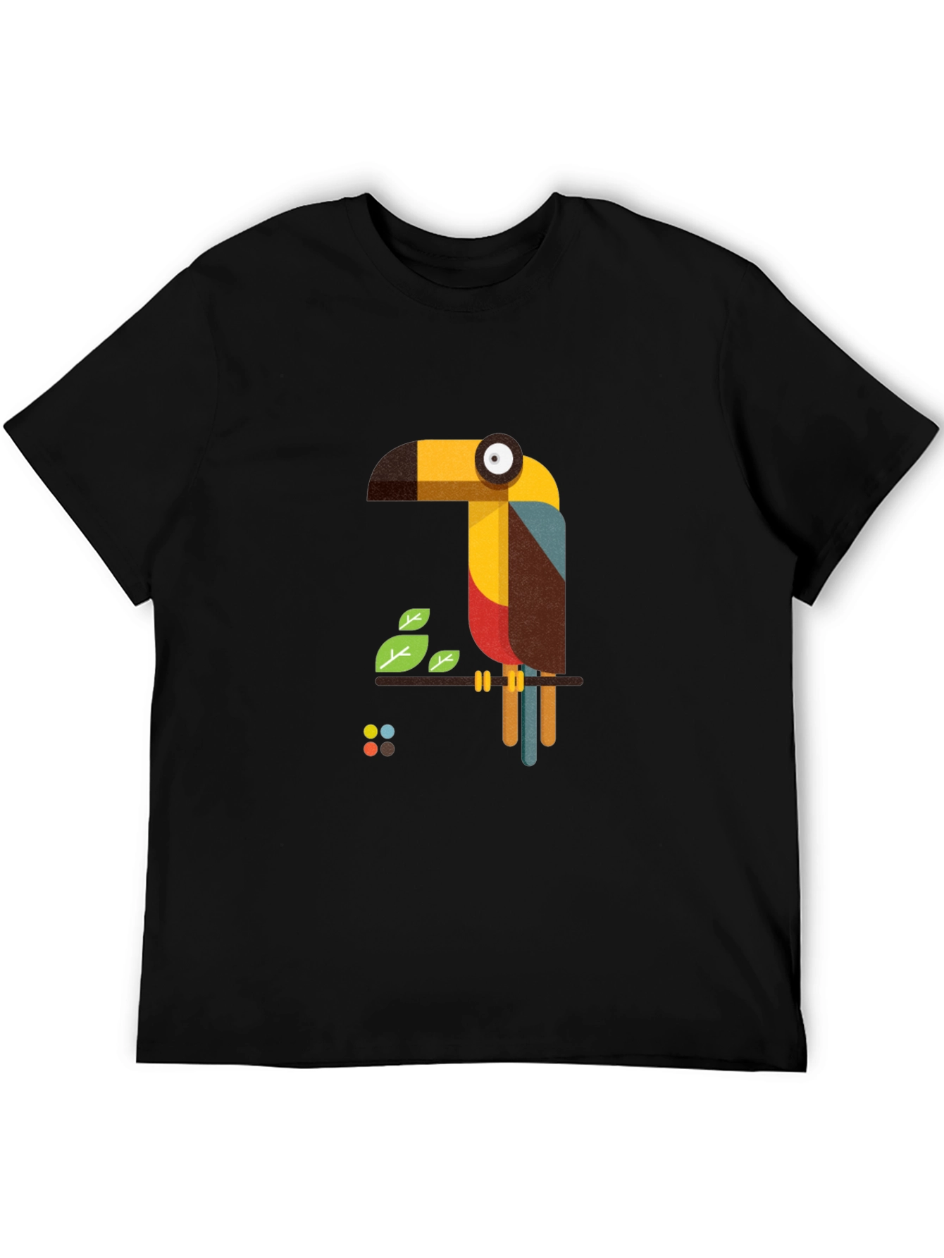 Geometric Toucan Graphic Black T-Shirt