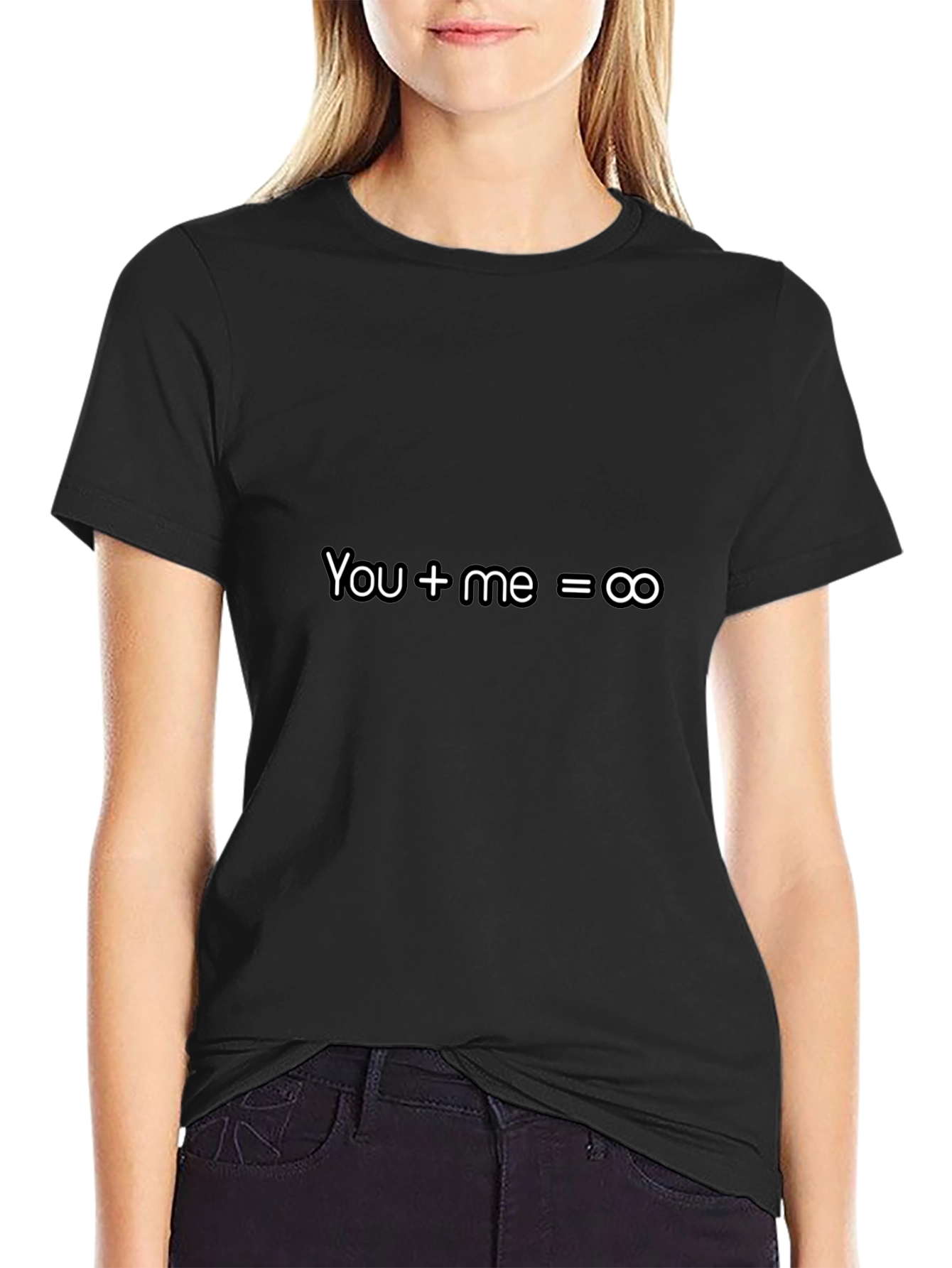 You + Me = Infinity Graphic Black Tee