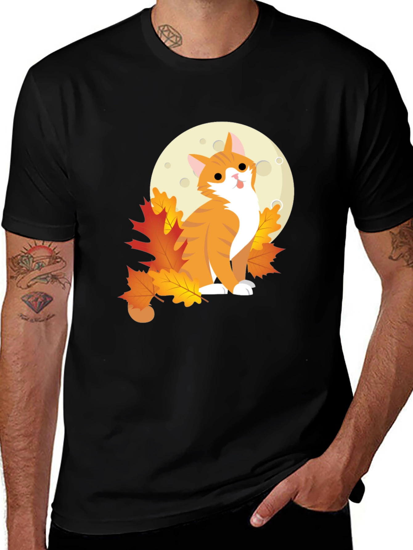 Autumn Cat Moon Graphic Tee