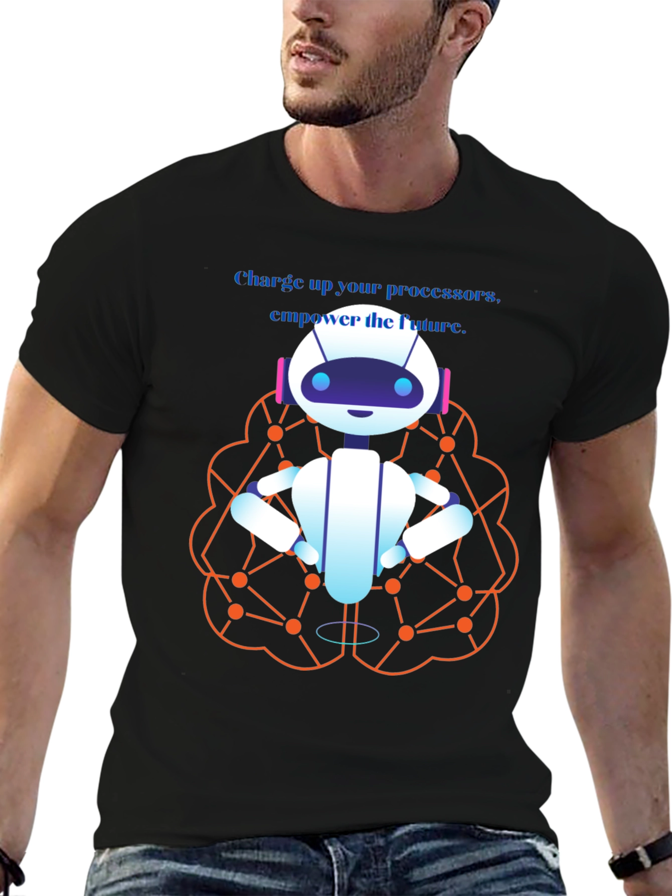 AI Robot Brain T-Shirt - Charge Up the Future