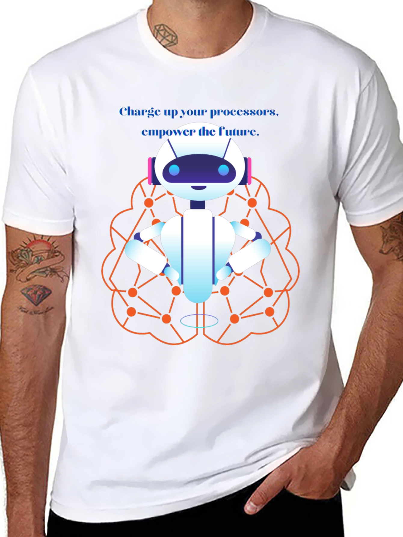 AI Robot Brain T-Shirt - Charge Up the Future