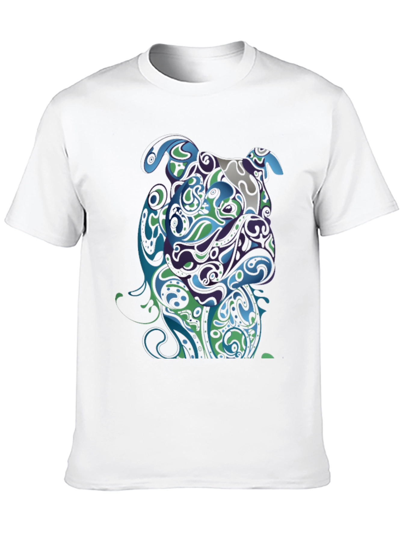 Abstract Bulldog Graphic T-Shirt - Black