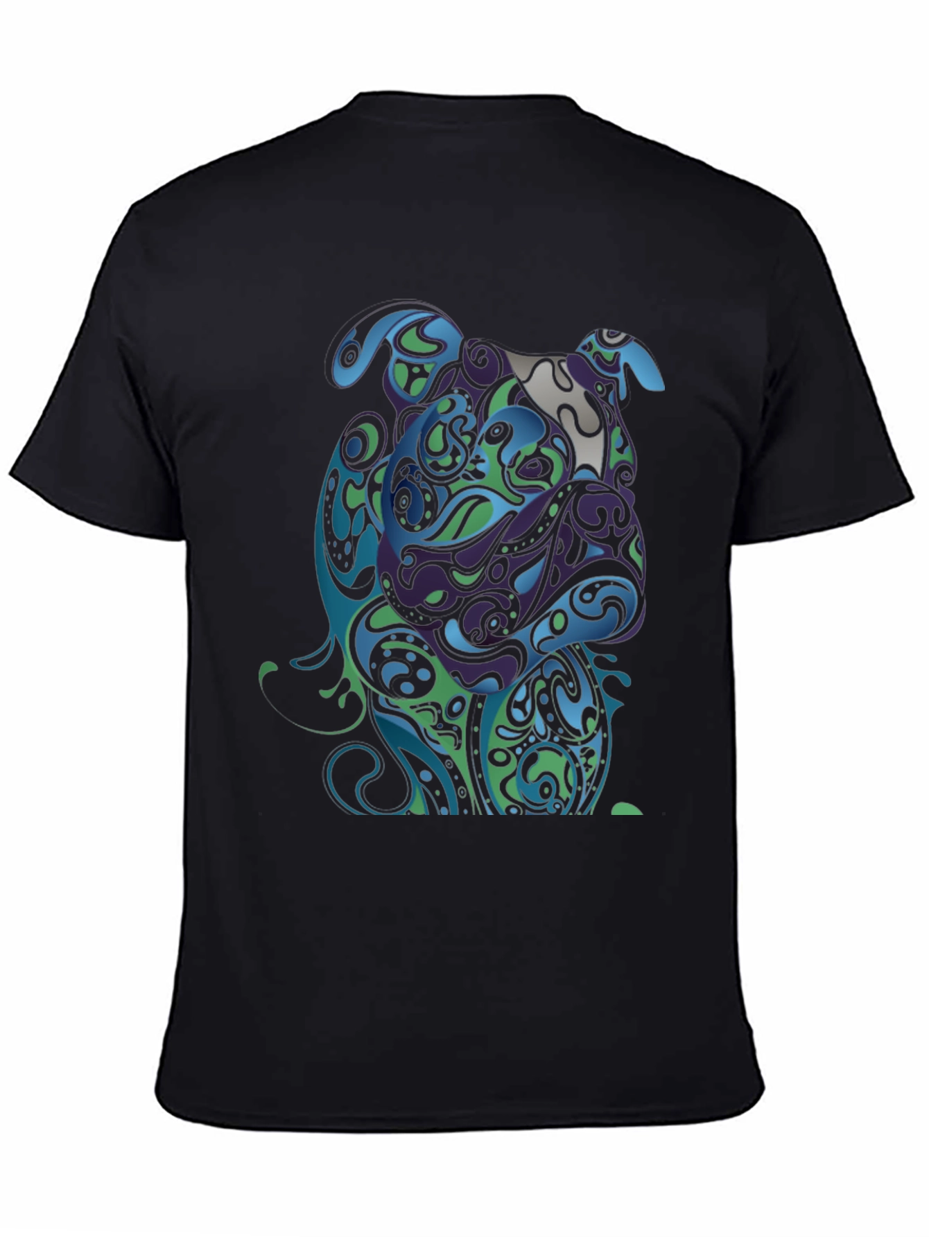 Abstract Bulldog Graphic T-Shirt - Black