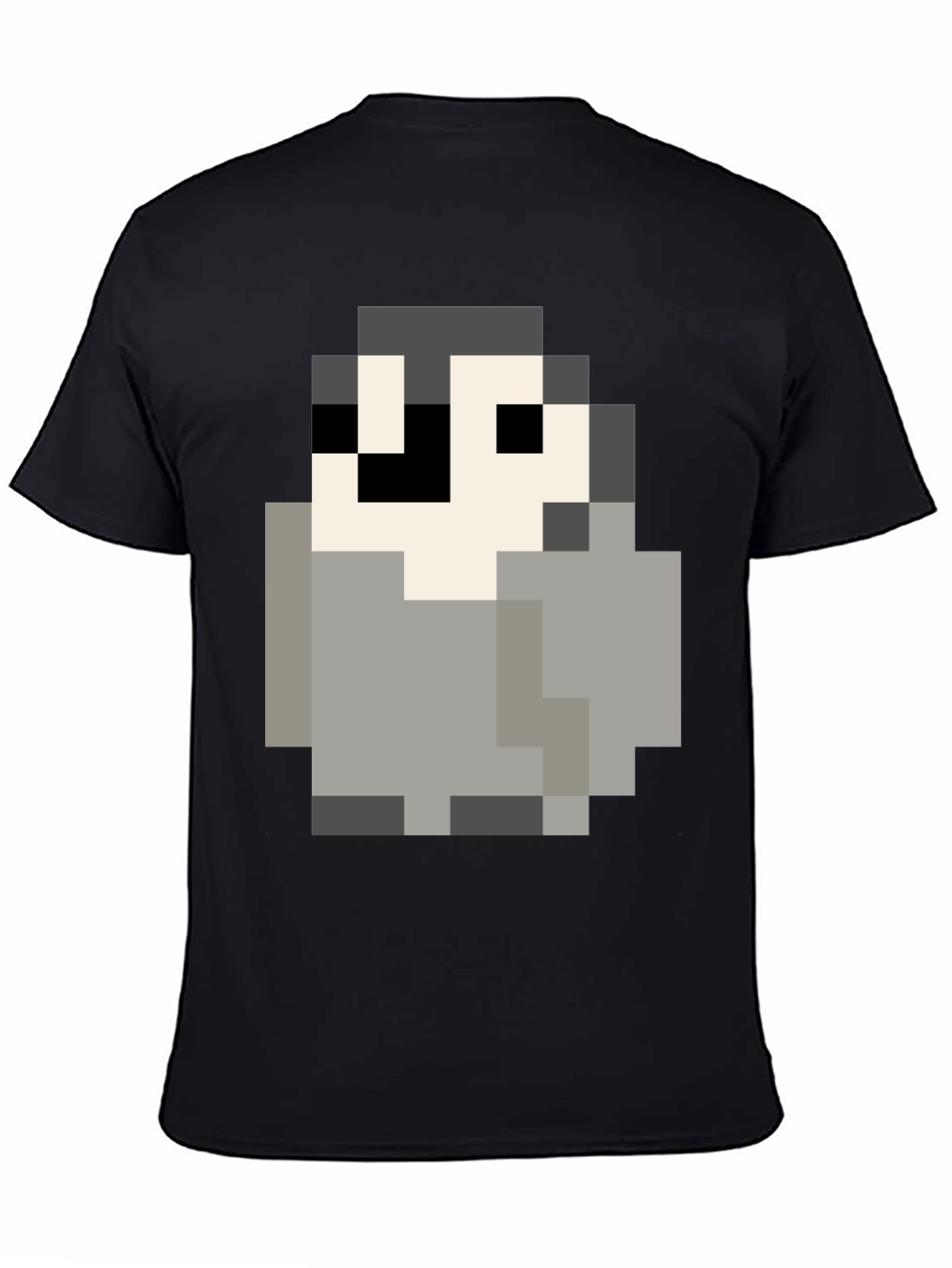 Pixel Art Penguin Graphic Tee - Black