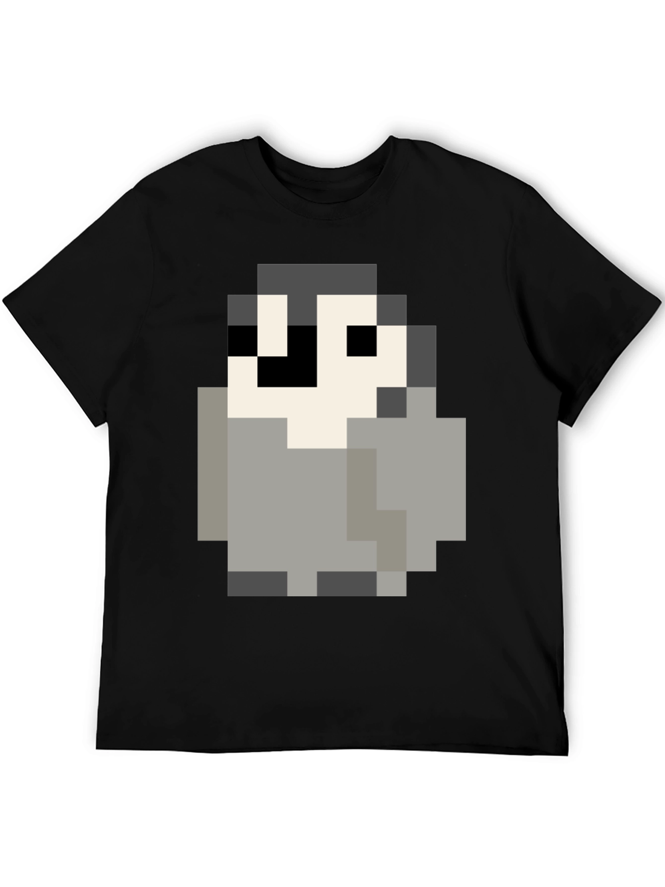 Pixel Art Penguin Graphic Tee - Black