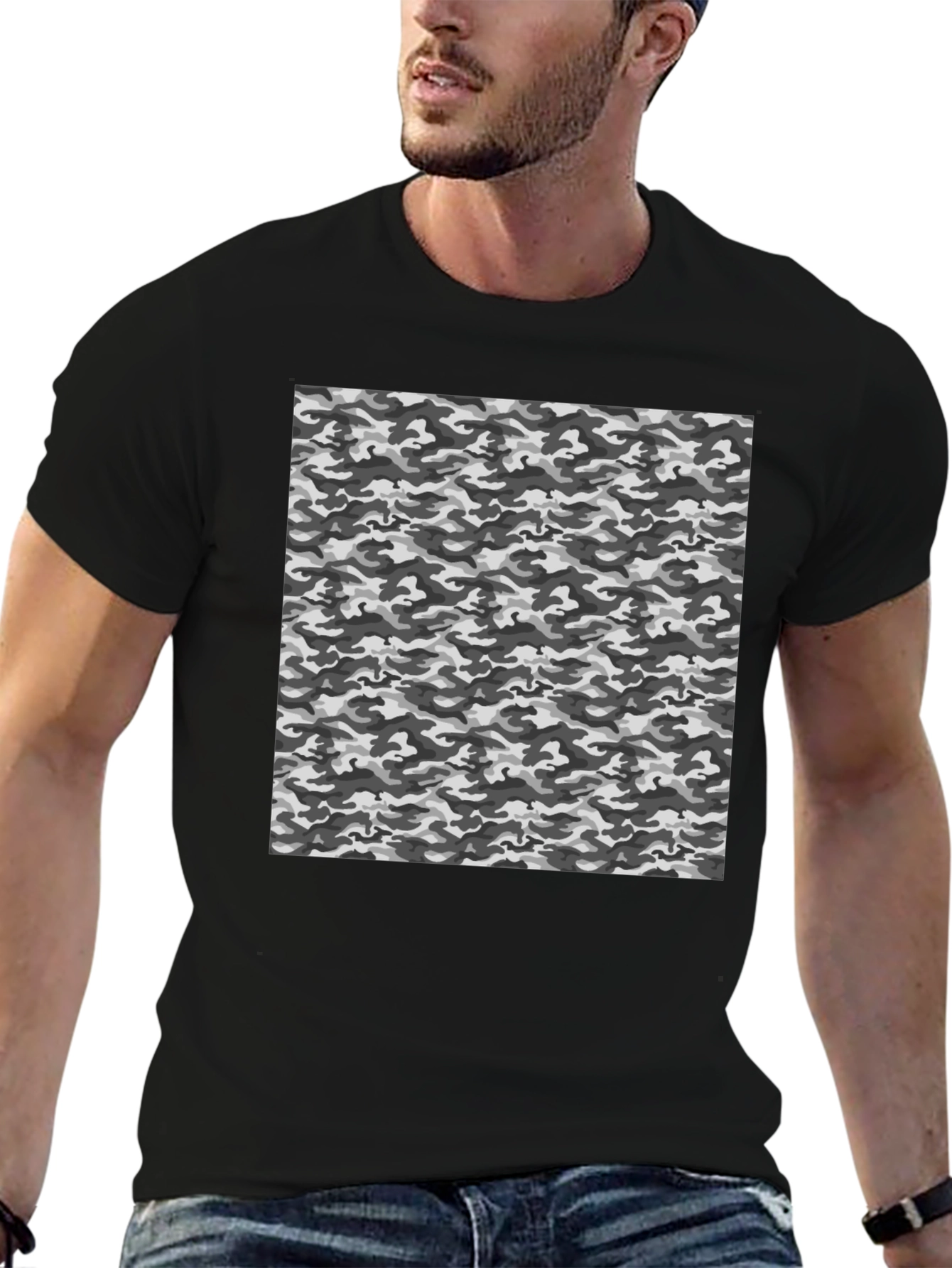 Urban Camo Print Black T-Shirt