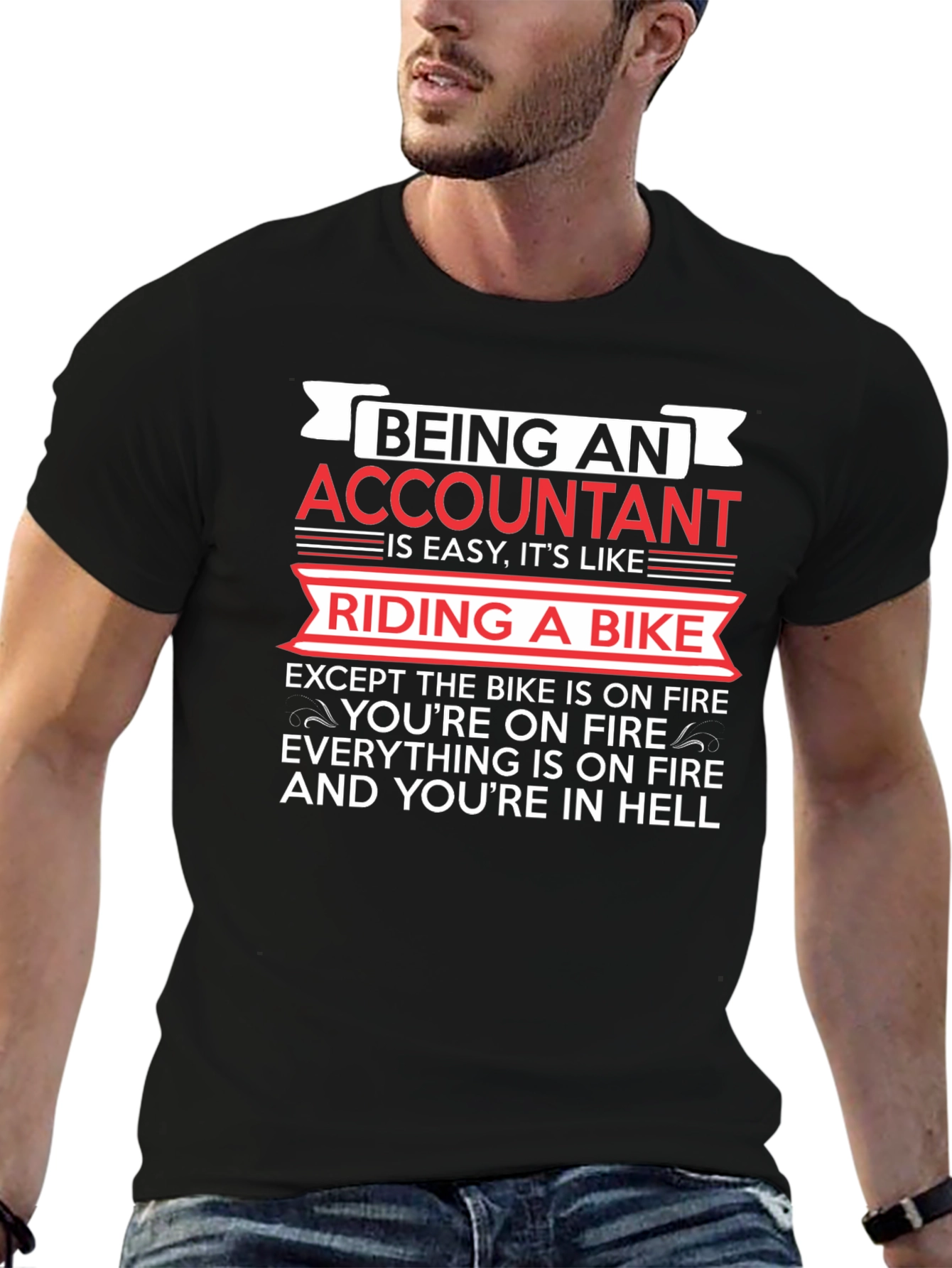 Accountant Riding Bike Funny T-Shirt